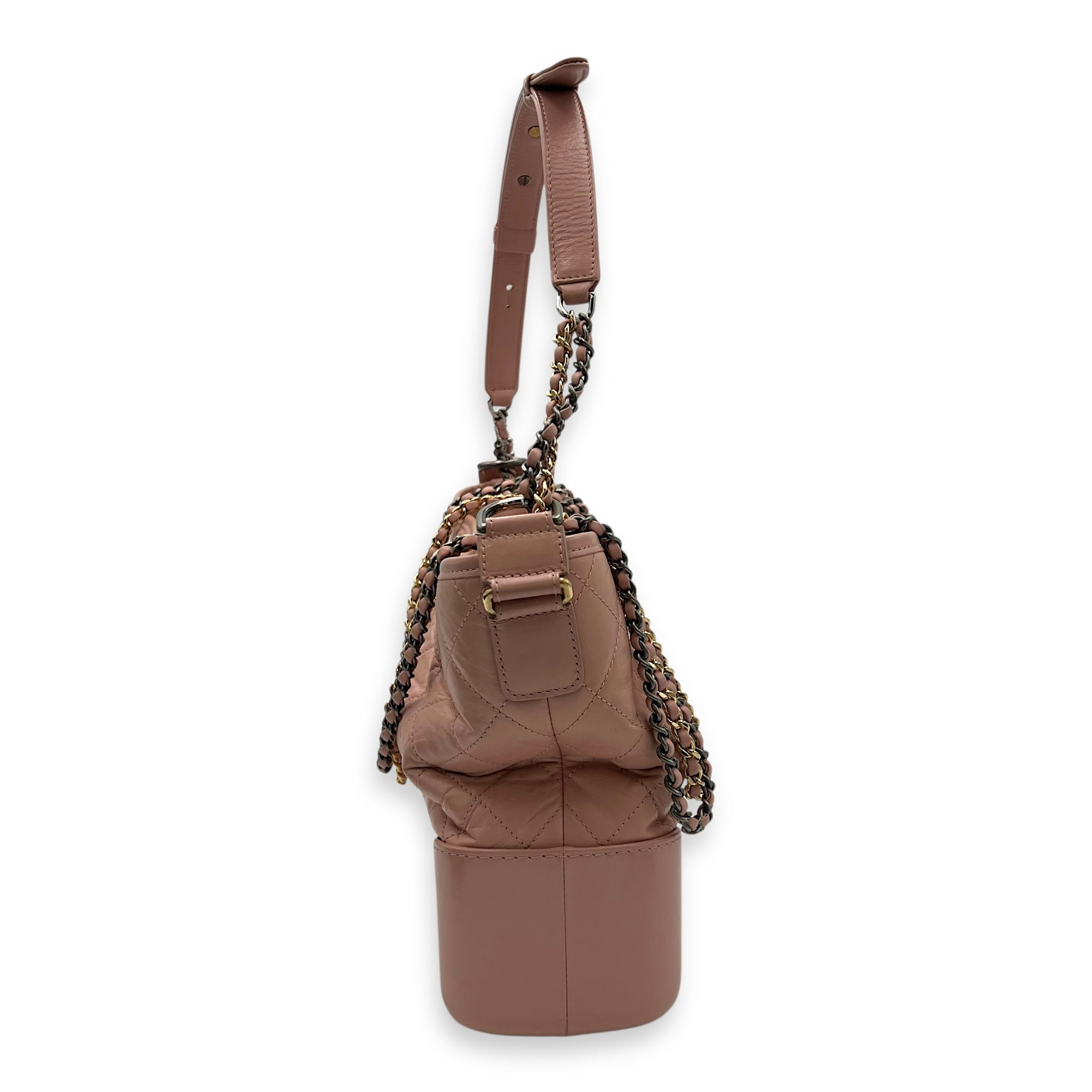 Gabrielle Crossbody Bag Medium Pink in Calfskin, Gold hardware - Image 4