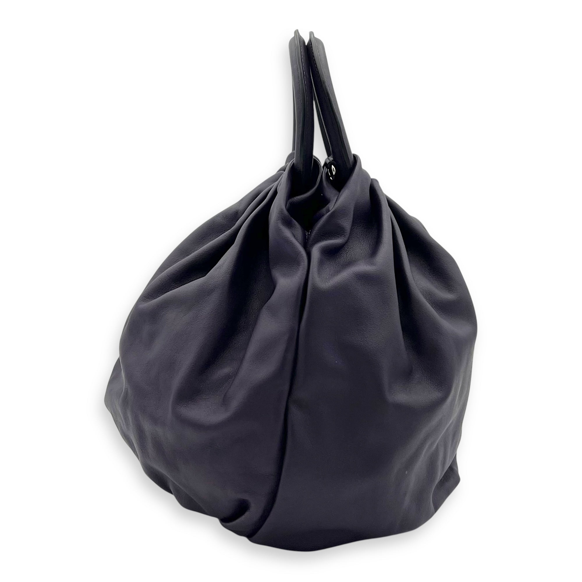 Bounce Top Handle Bag Purple in Calfskin, Silver hardware - Image 4