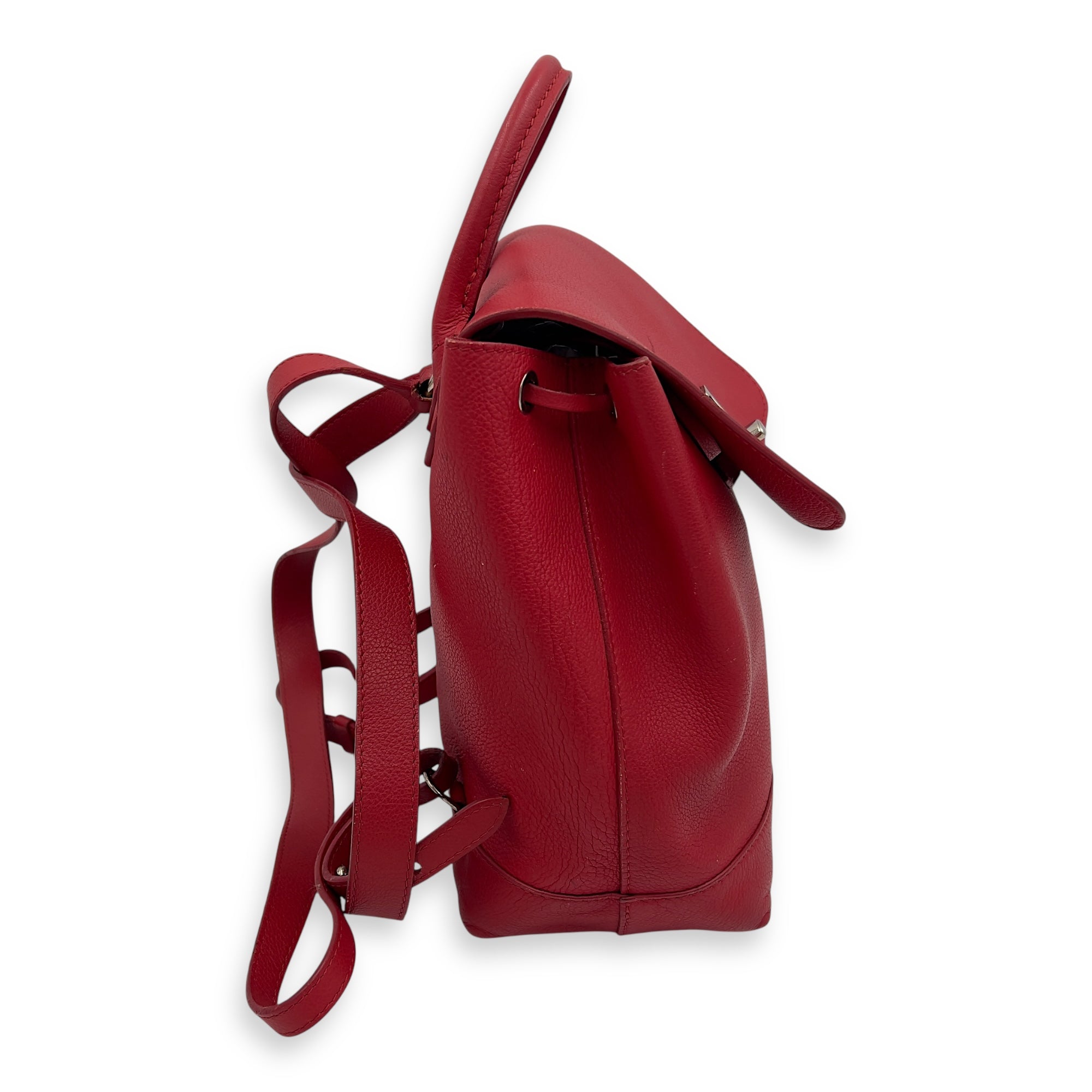 Lock Me Backpack Red in Taurillon Leather, Silver hardware - Image 6
