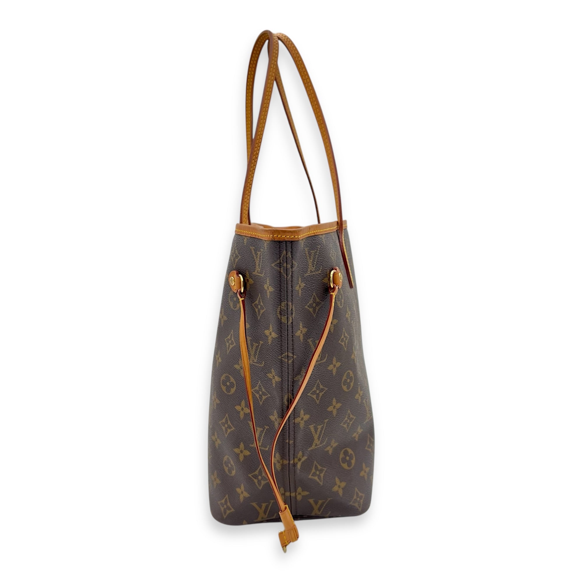 Neverfull MM Brown Tote Bag in Monogram Coated Canvas, Gold hardware - Image 5