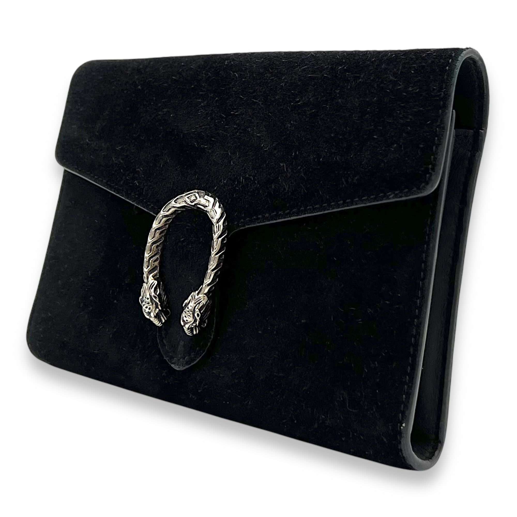 Dionysus Black Wallet On Chain in Suede Leather, Ruthenium hardware - Image 5