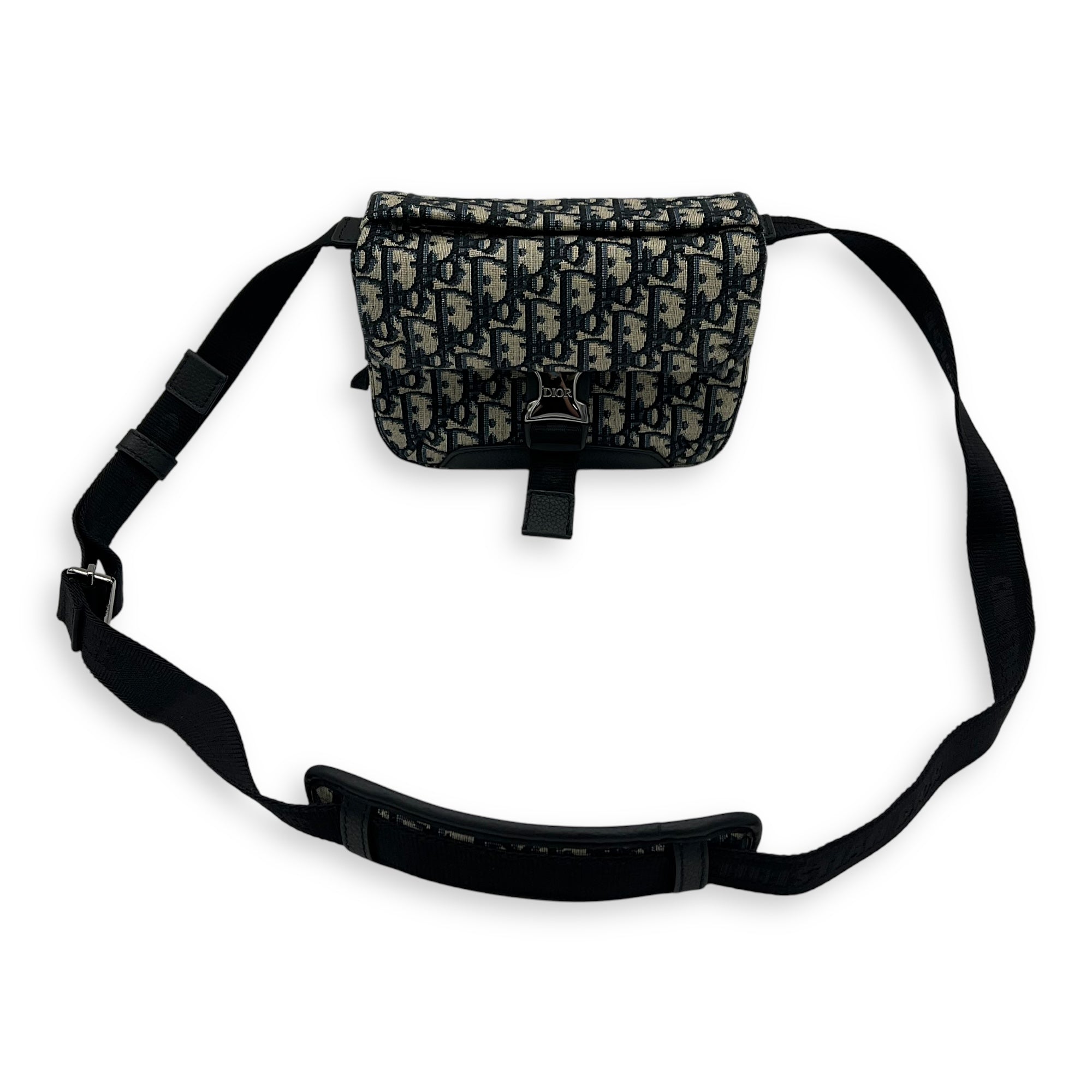 Oblique Blue Crossbody Bag in Jacquard, Silver hardware - Image 11