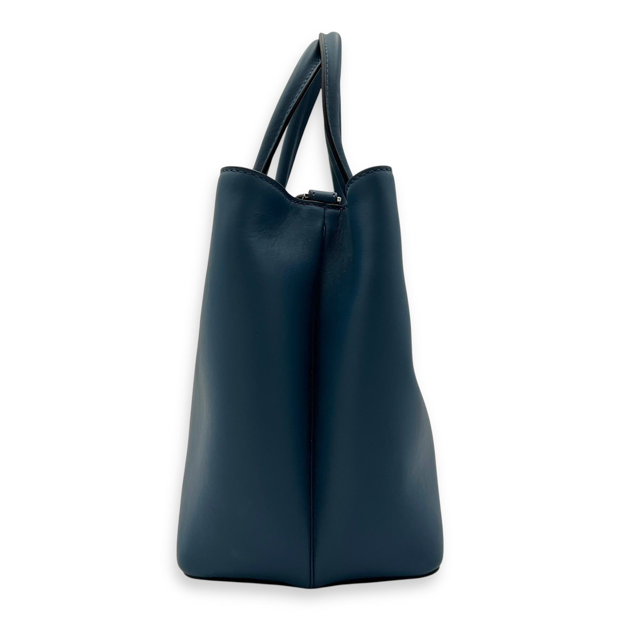 2Jours Top Handle Bag Blue in Calfskin, Silver hardware - Image 5