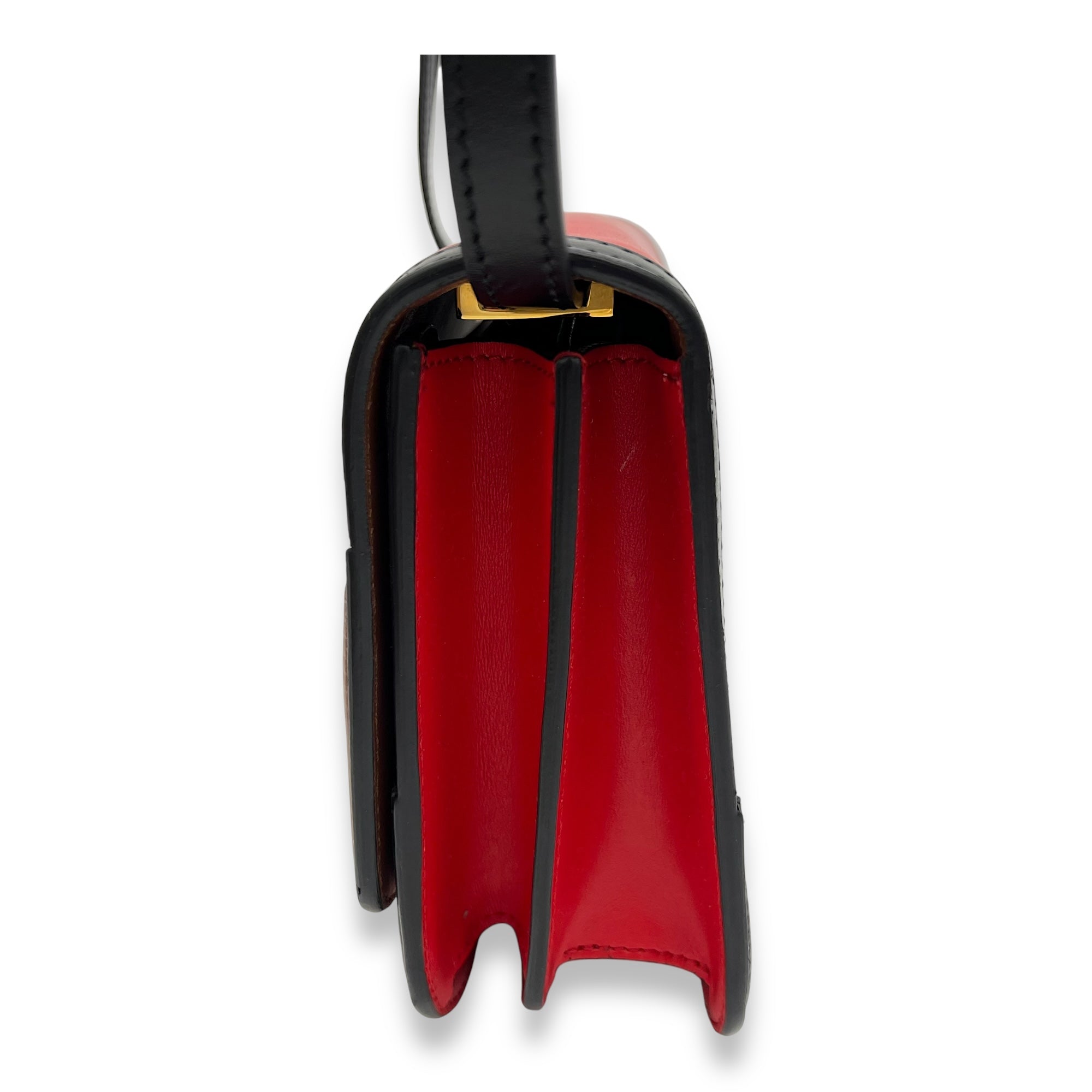 TB Red Crossbody Bag in Calfskin, Gold hardware - Image 5