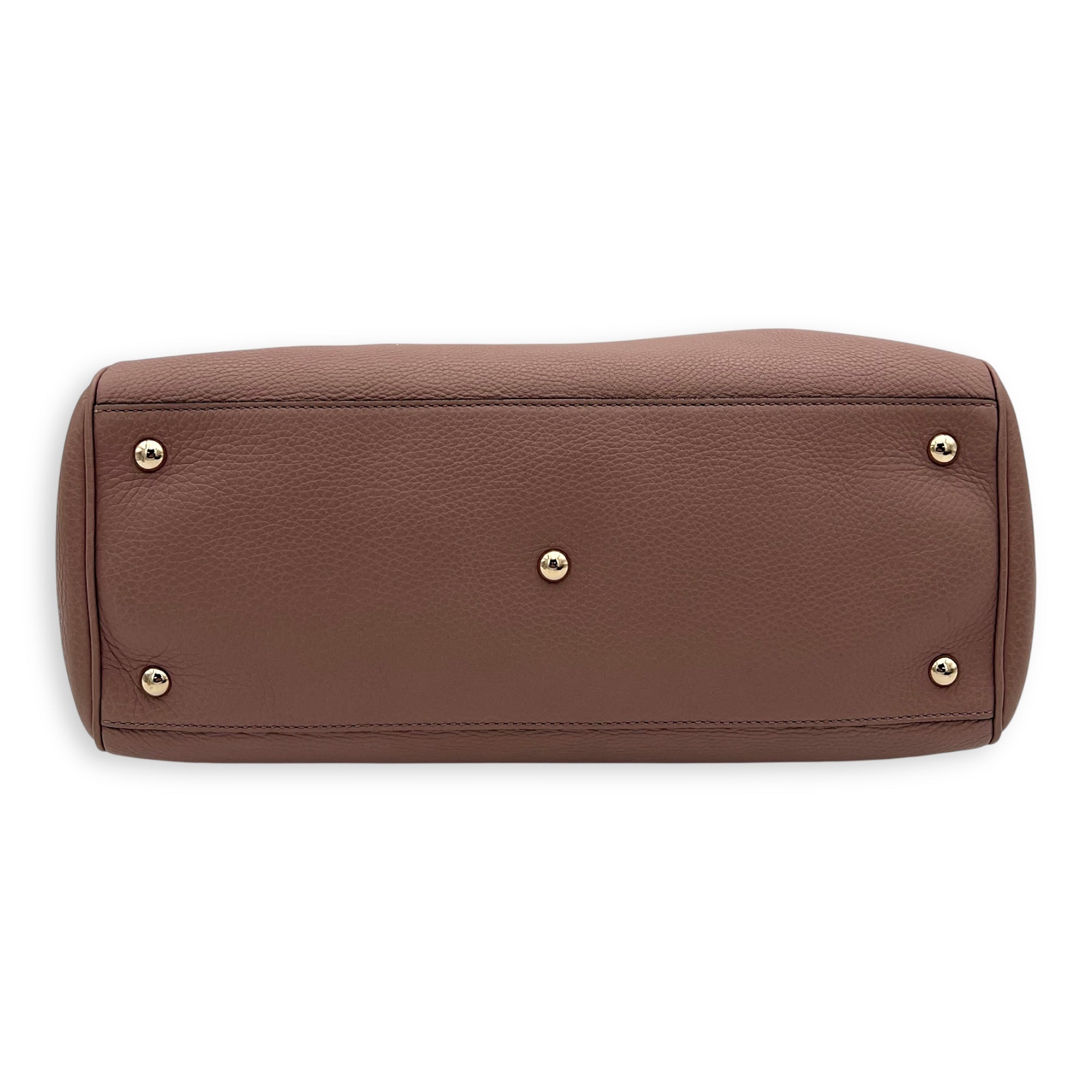 Bamboo Top Handle Bag Beige in Calfskin, Light Gold hardware - Image 6