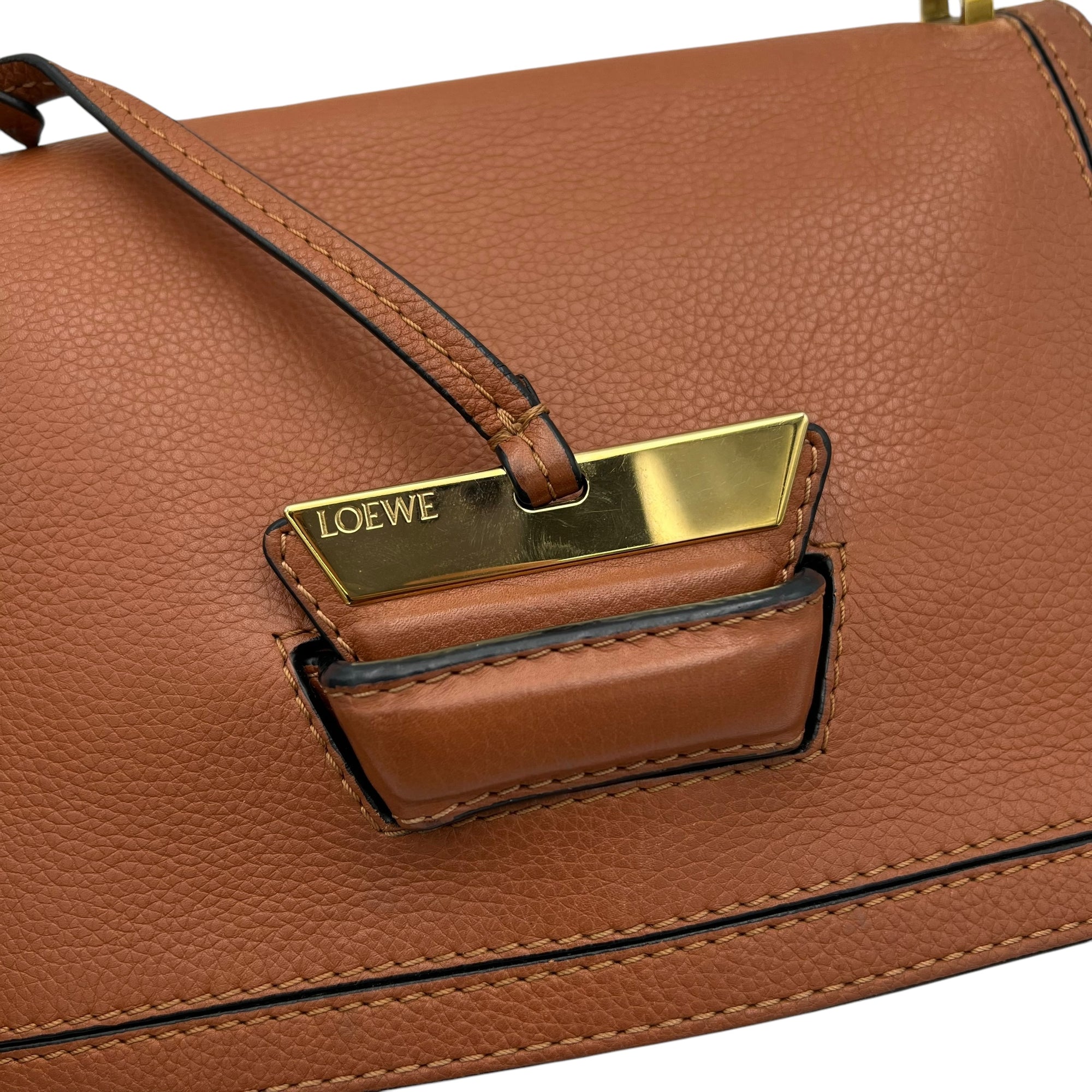 Barcelona Crossbody Bag Brown in Calfskin, Gold hardware - Image 11