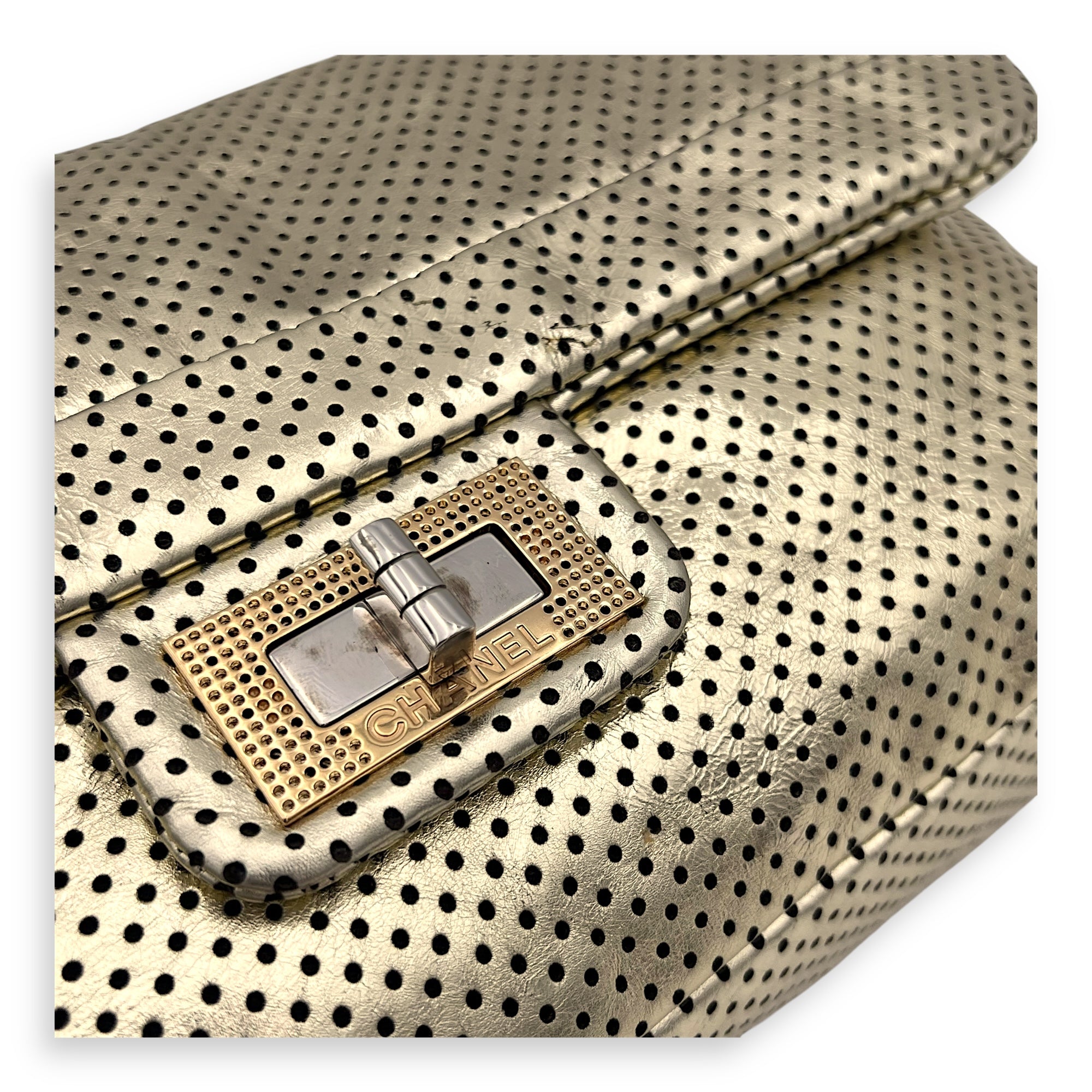 2.55 Gold Shoulder Bag in Perforated calfskin, Gold hardware - Image 7