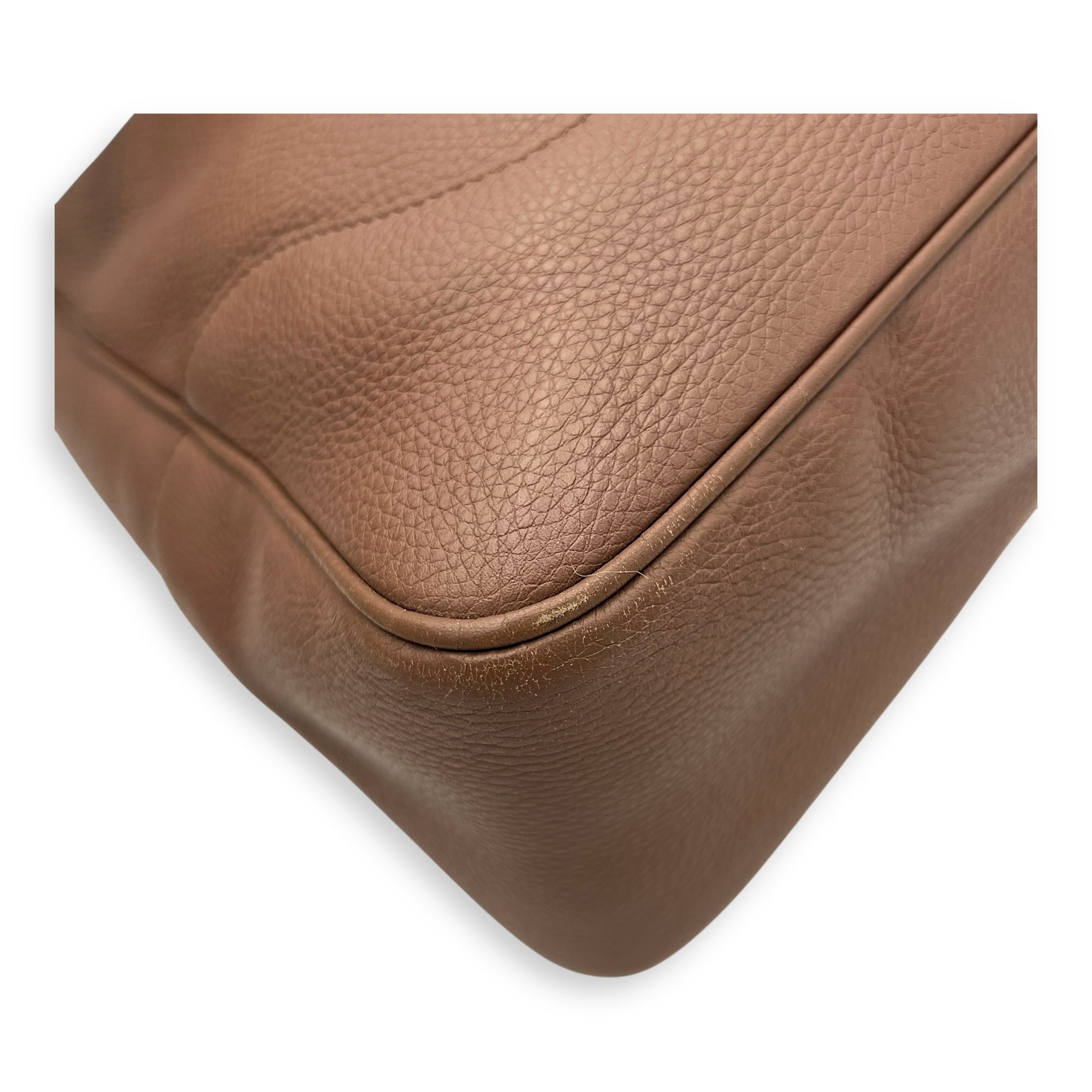 Bamboo Brown Top Handle Bag in Calfskin, Gold hardware - Image 8