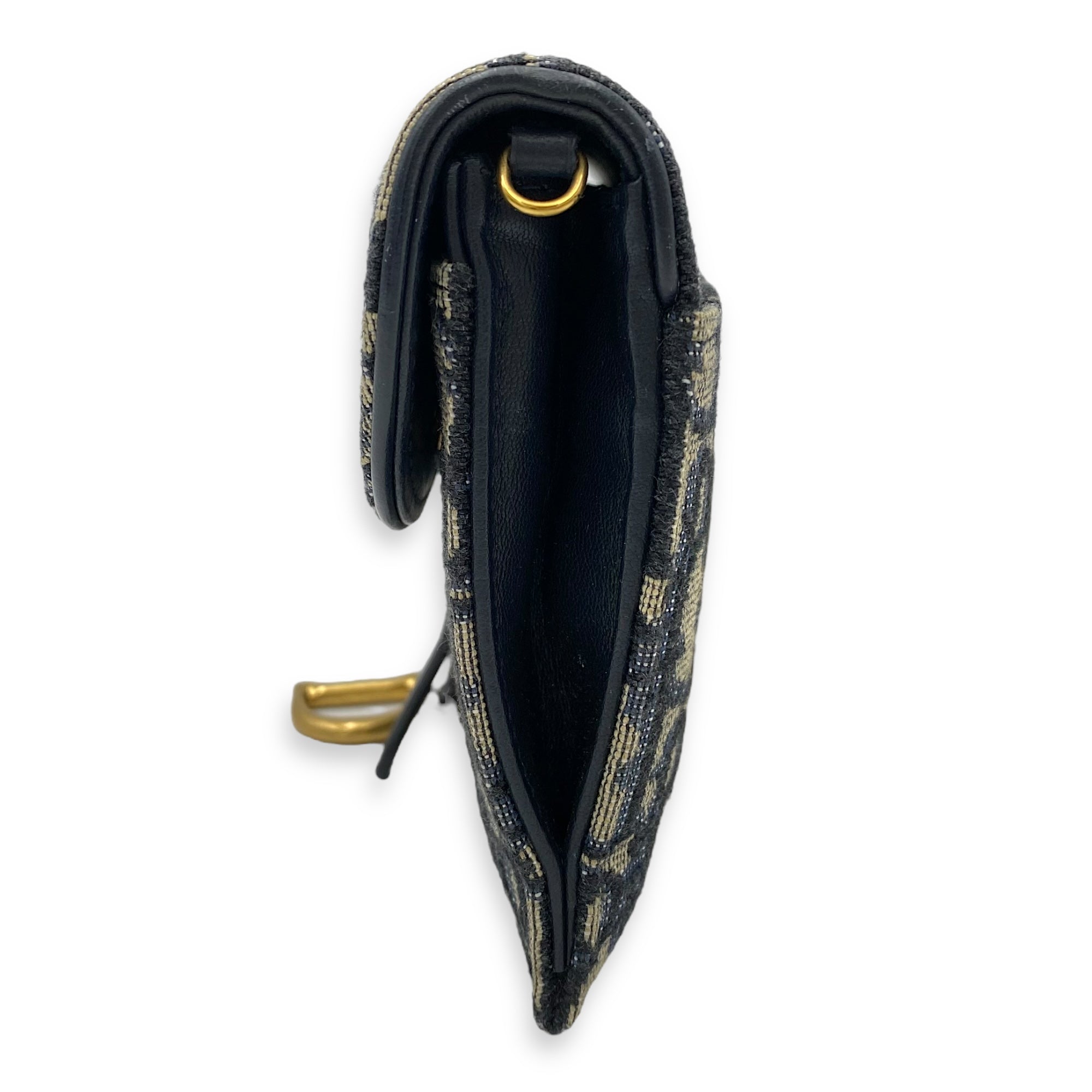 Saddle Wallet On Chain Blue in Jacquard, Gold hardware - Image 5