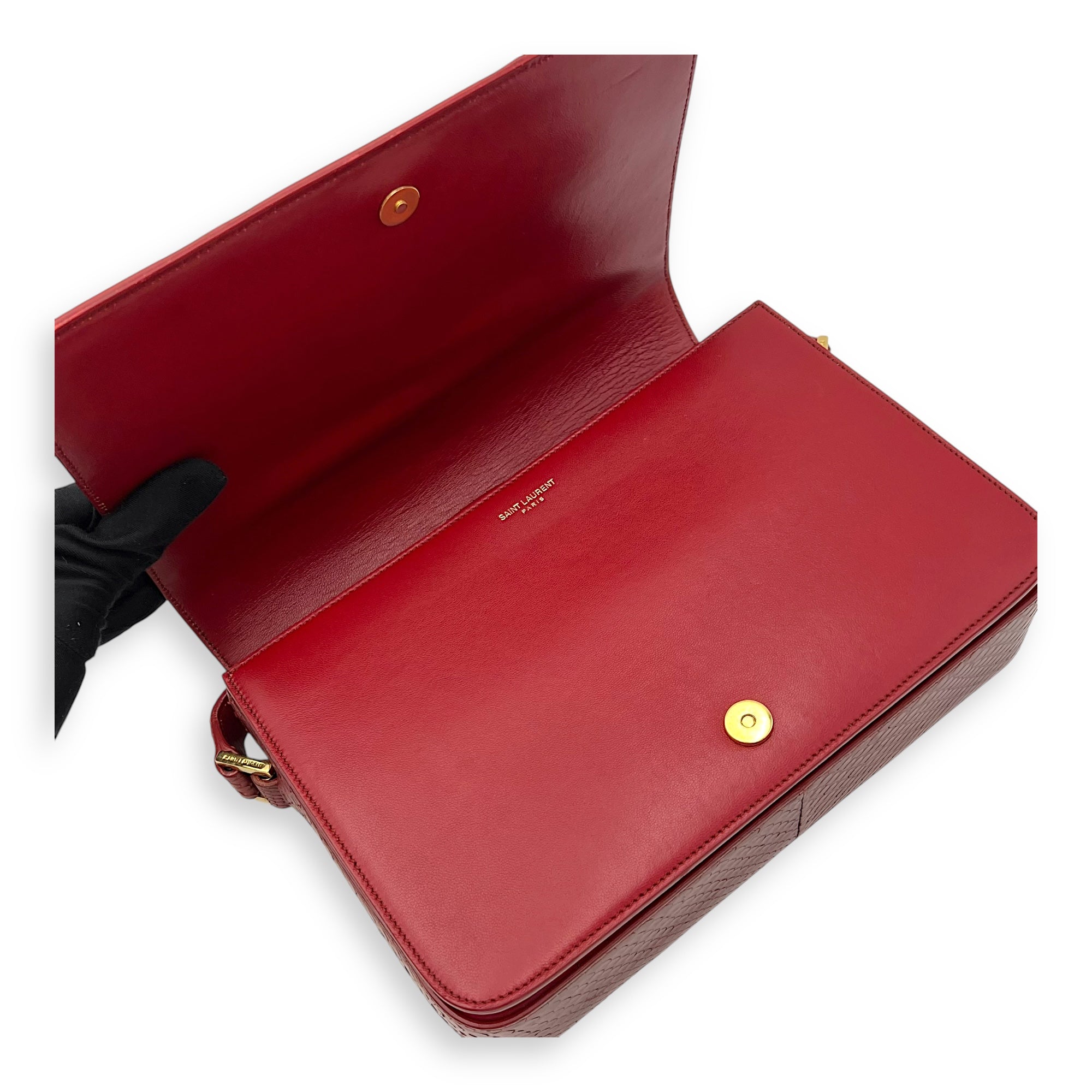 Monogram Universite Crossbody Bag Red in Python Leather, Gold hardware - Image 8