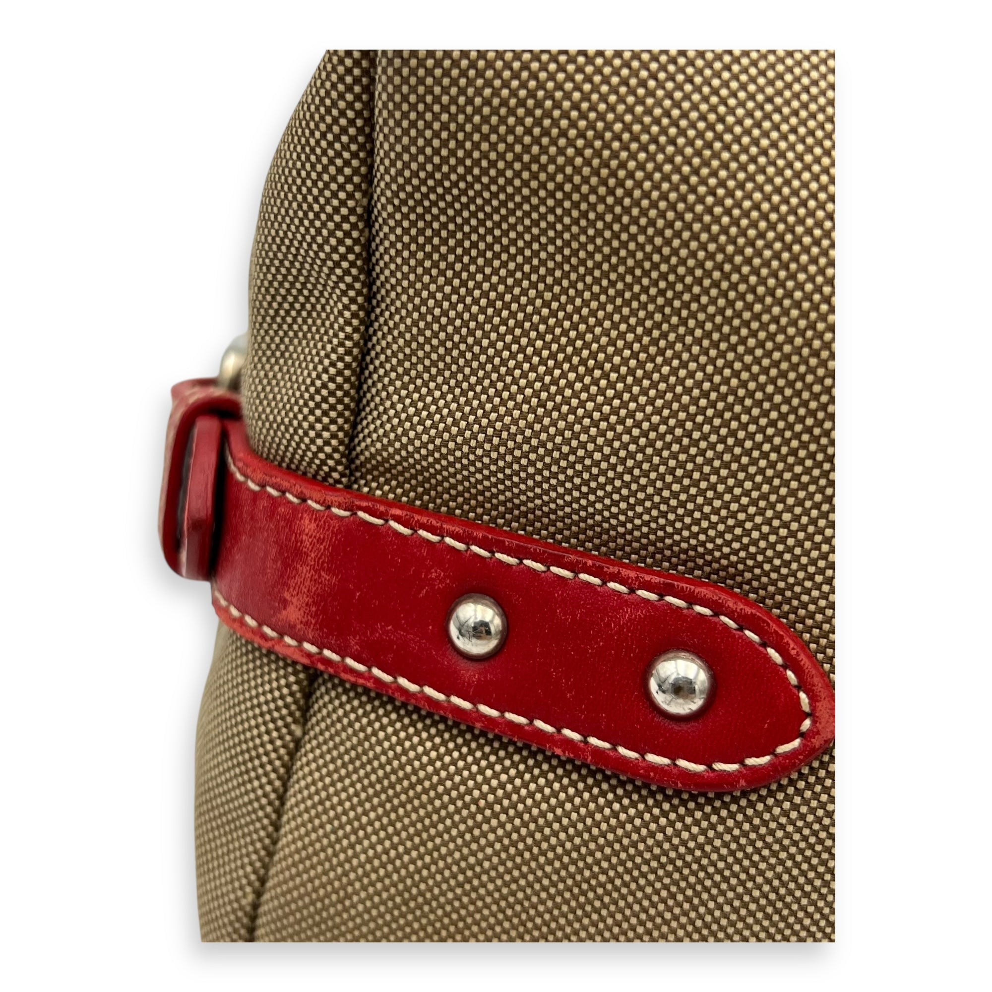 Logo Top Handle Bag Brown in Canvas, Silver hardware - Image 8