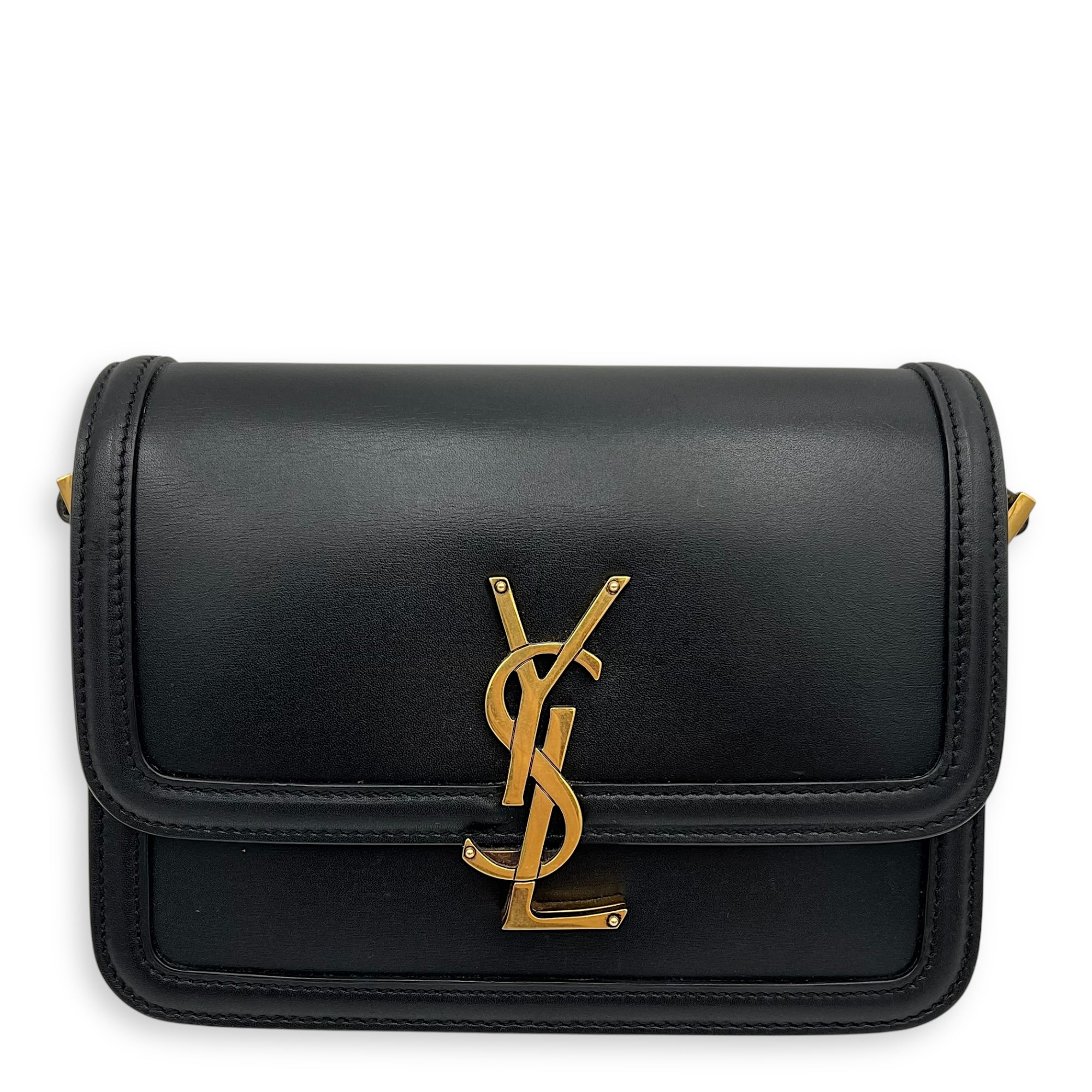 Solferino Shoulder Bag Black in Calfskin, Gold hardware