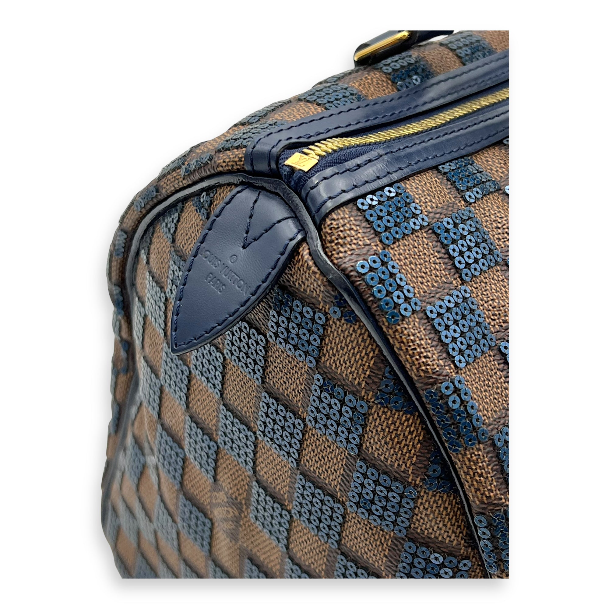 Limited Edition Speedy 30 Brown Top Handle Bag in Damier Paillettes, Gold hardware - Image 8