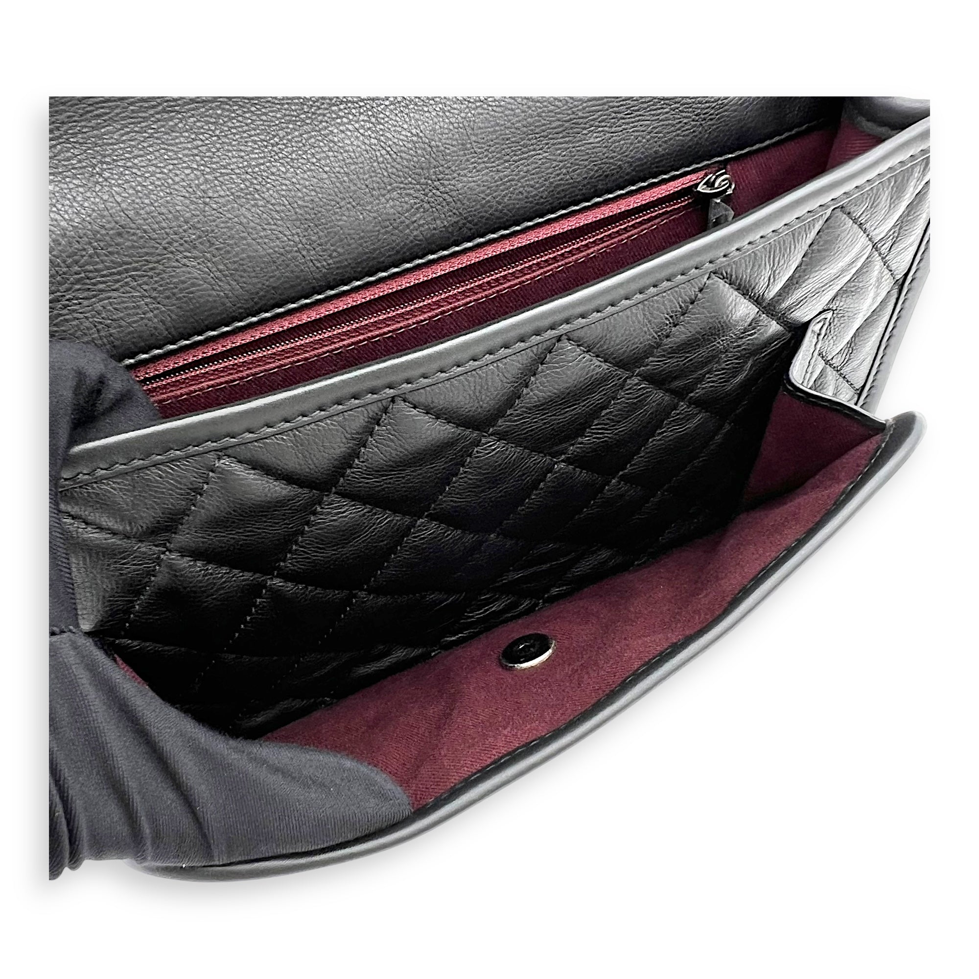 French Riviera Black Shoulder Bag in Calfskin, Gunmetal hardware - Image 8