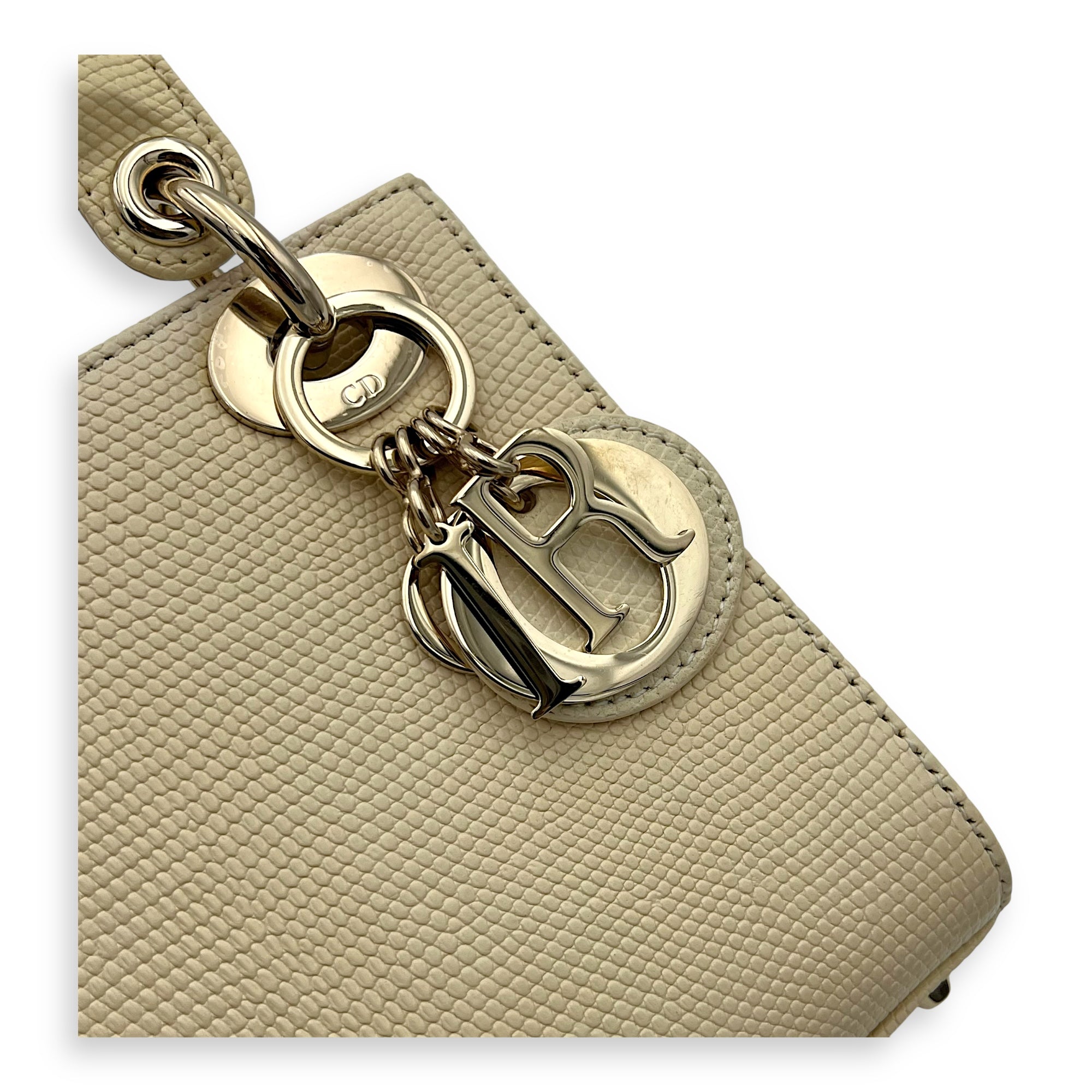Lady Dior Top Handle Bag Mini Cream in Lizard, Light Gold hardware - Image 8