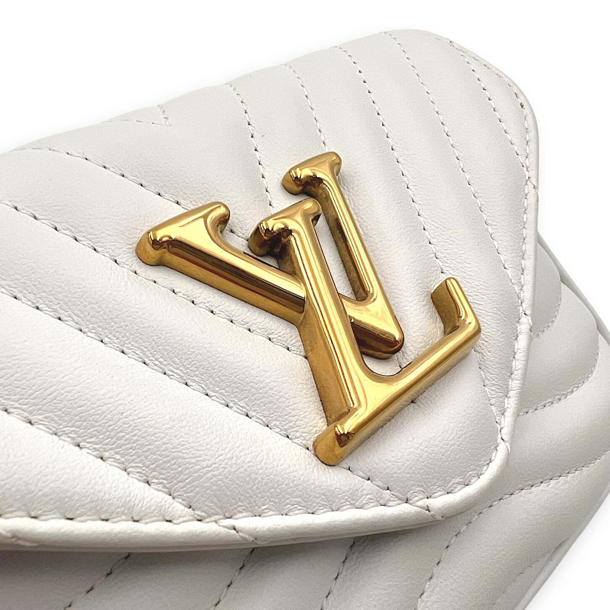 New Wave Crossbody Bag White in Calfskin, Gold hardware - Image 8