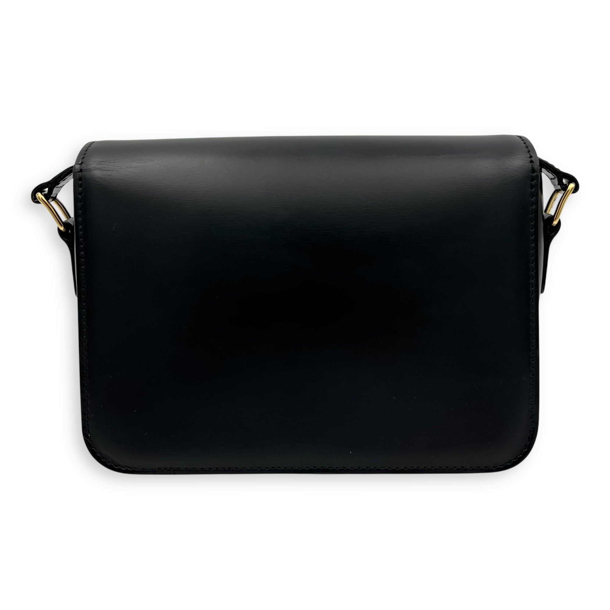Triomphe Teen Black Crossbody Bag in Box Calfskin, Gold hardware - Image 3