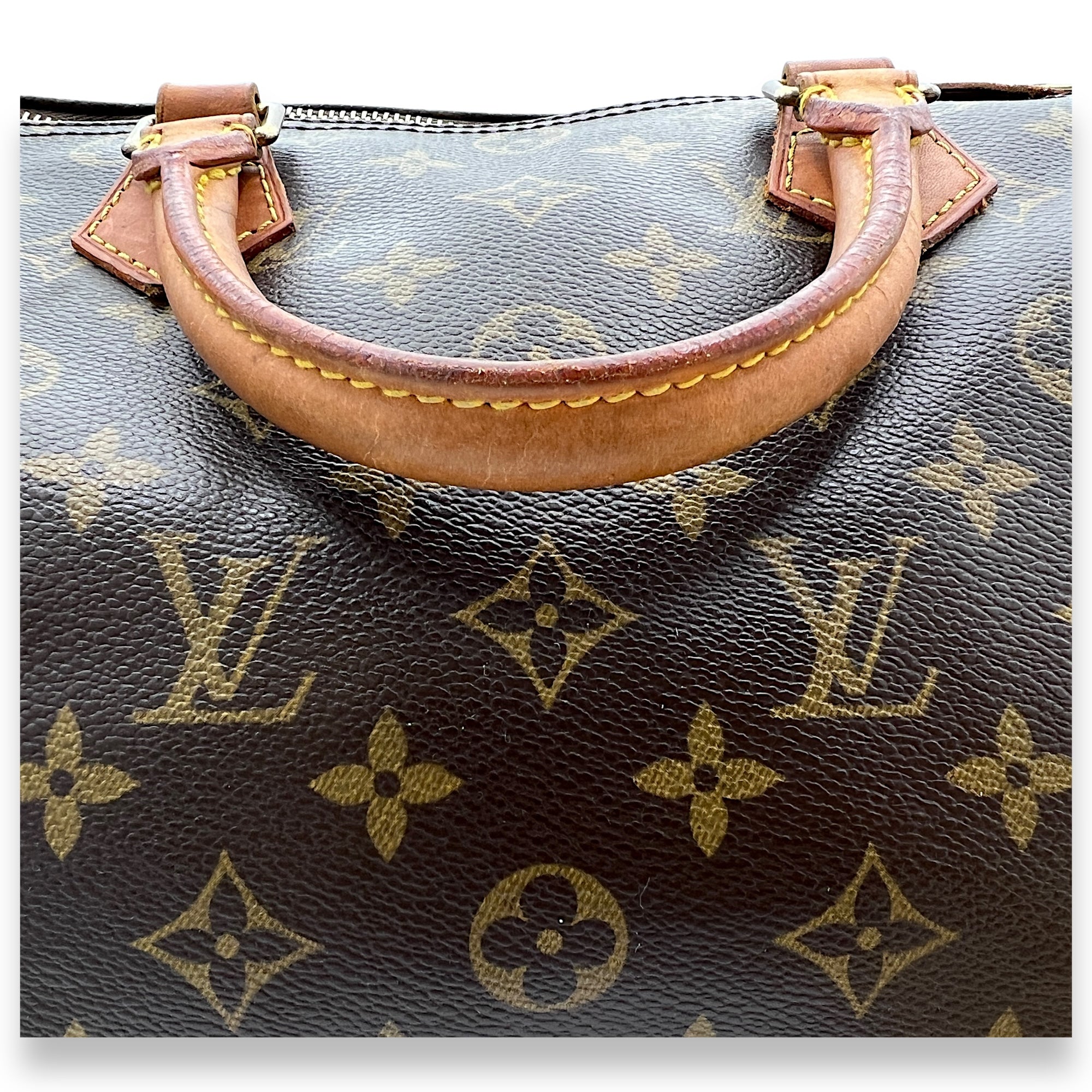 Speedy Top Handle Bag 30 Brown in Monogram Coated Canvas, Gold hardware - Image 9