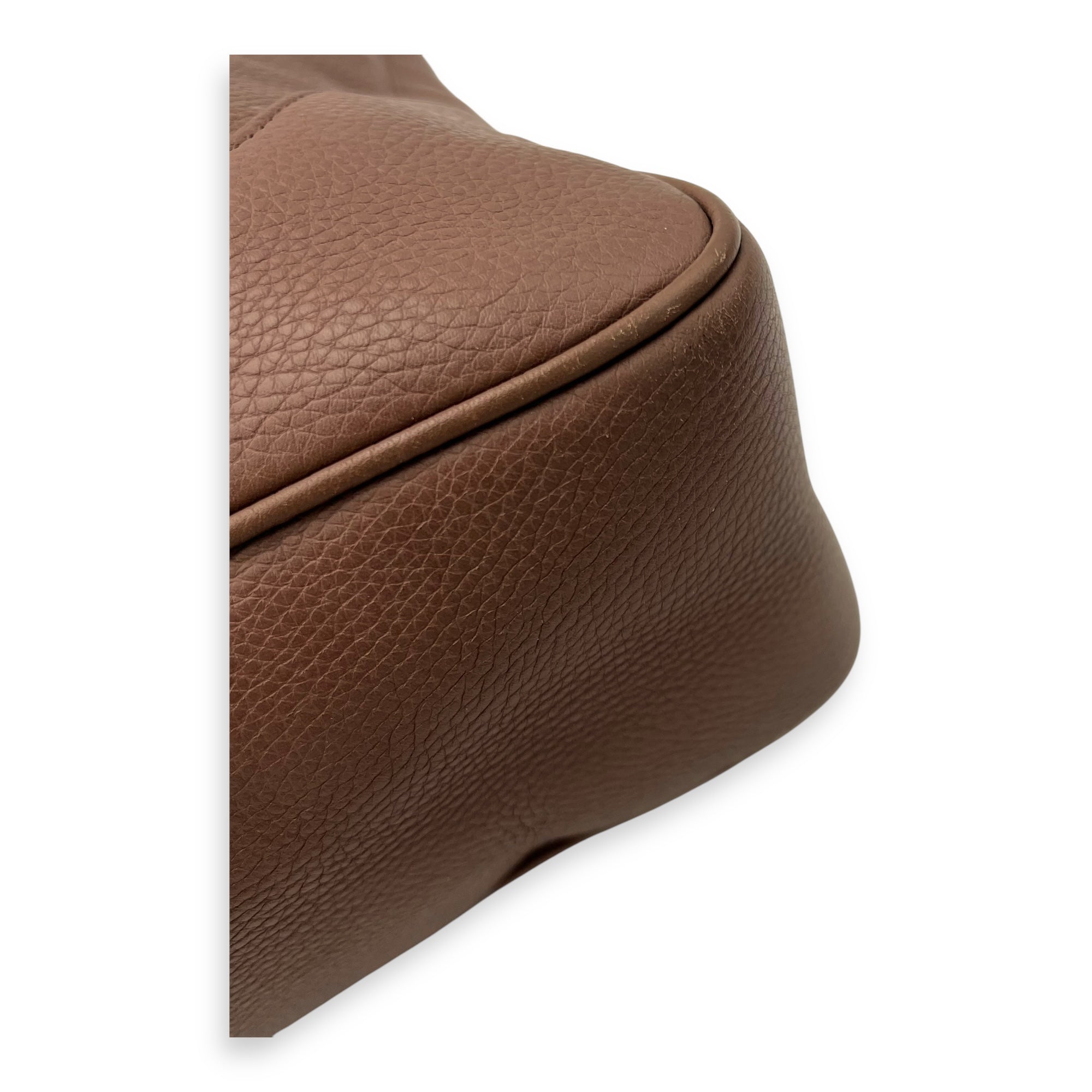 Bamboo Brown Top Handle Bag in Calfskin, Gold hardware - Image 9