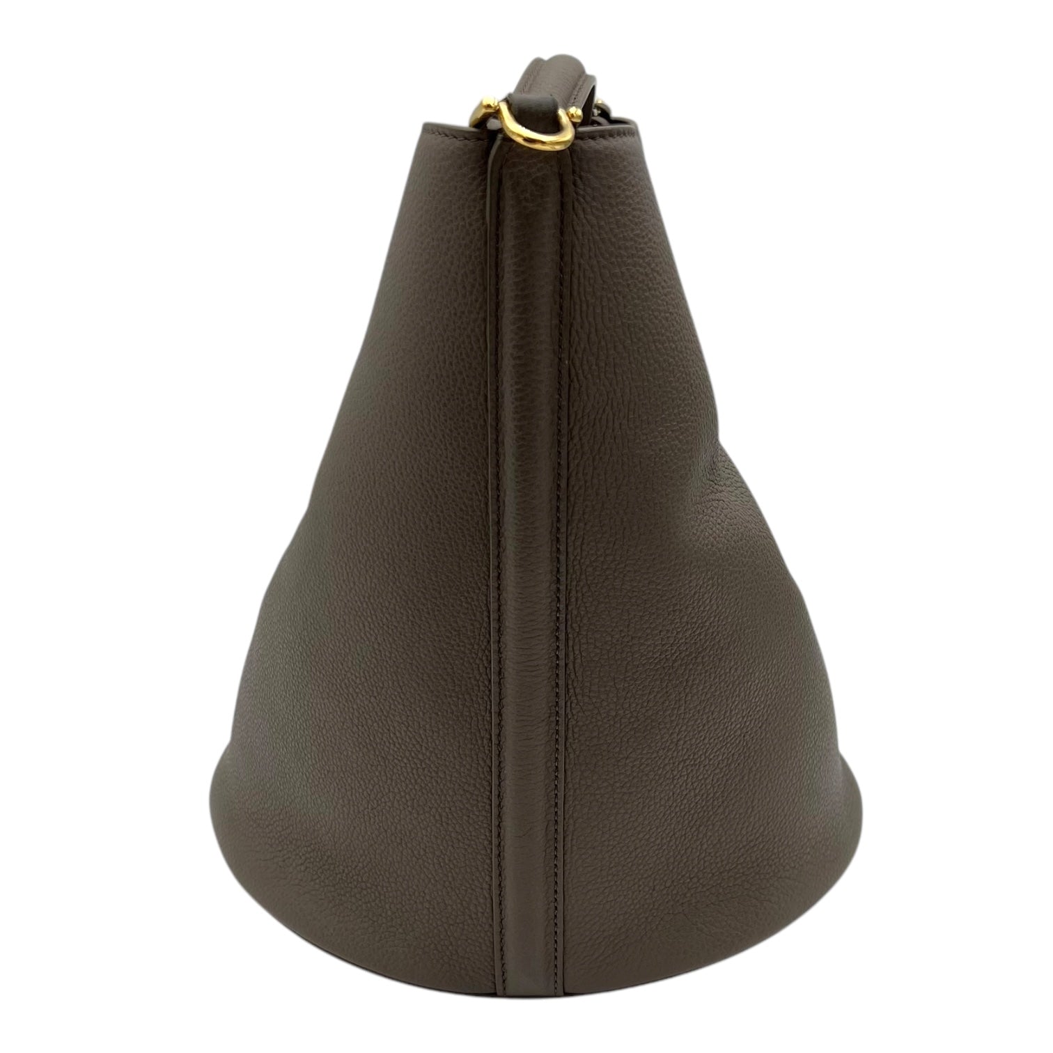 Bucket 16 Brown Top Handle Bag in Calfskin, Gold hardware - Image 5