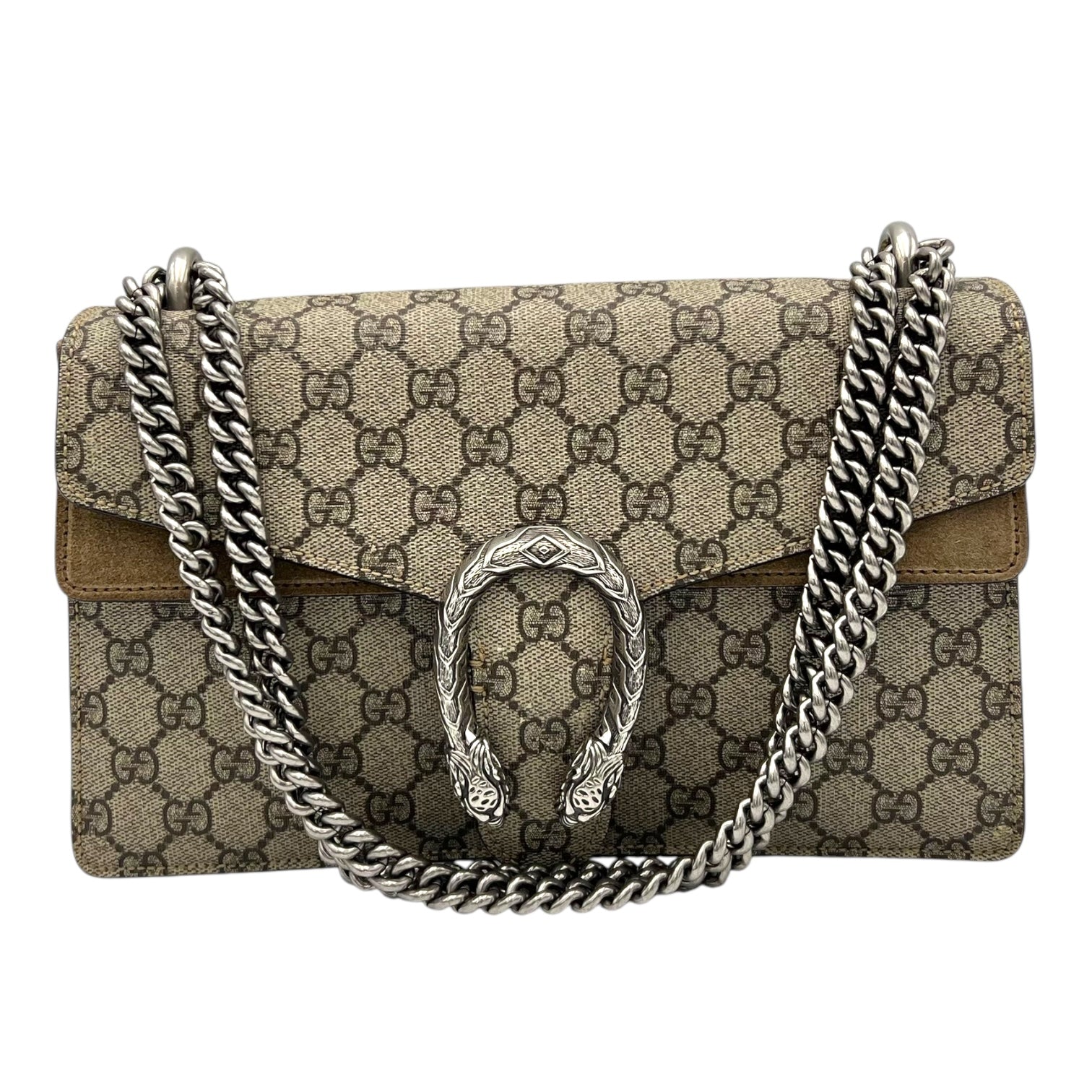 Dionysus Shoulder Bag Small Brown in Coated Canvas, Silver hardware - Image 9