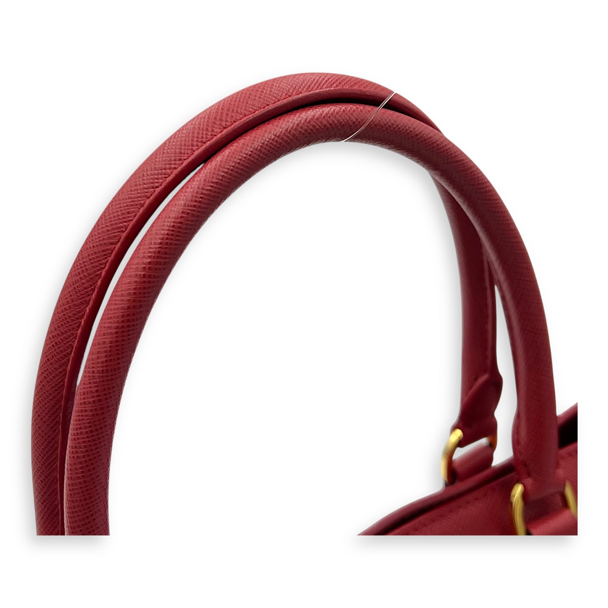Galleria Top Handle Bag Red in Saffiano Leather, Gold hardware - Image 9
