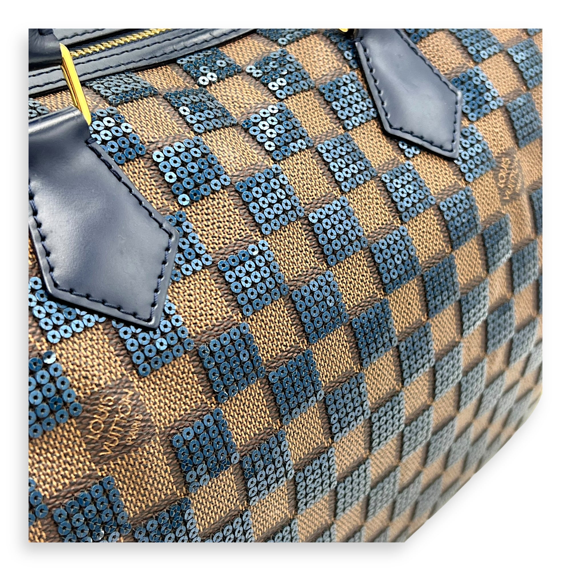 Limited Edition Speedy 30 Brown Top Handle Bag in Damier Paillettes, Gold hardware - Image 9
