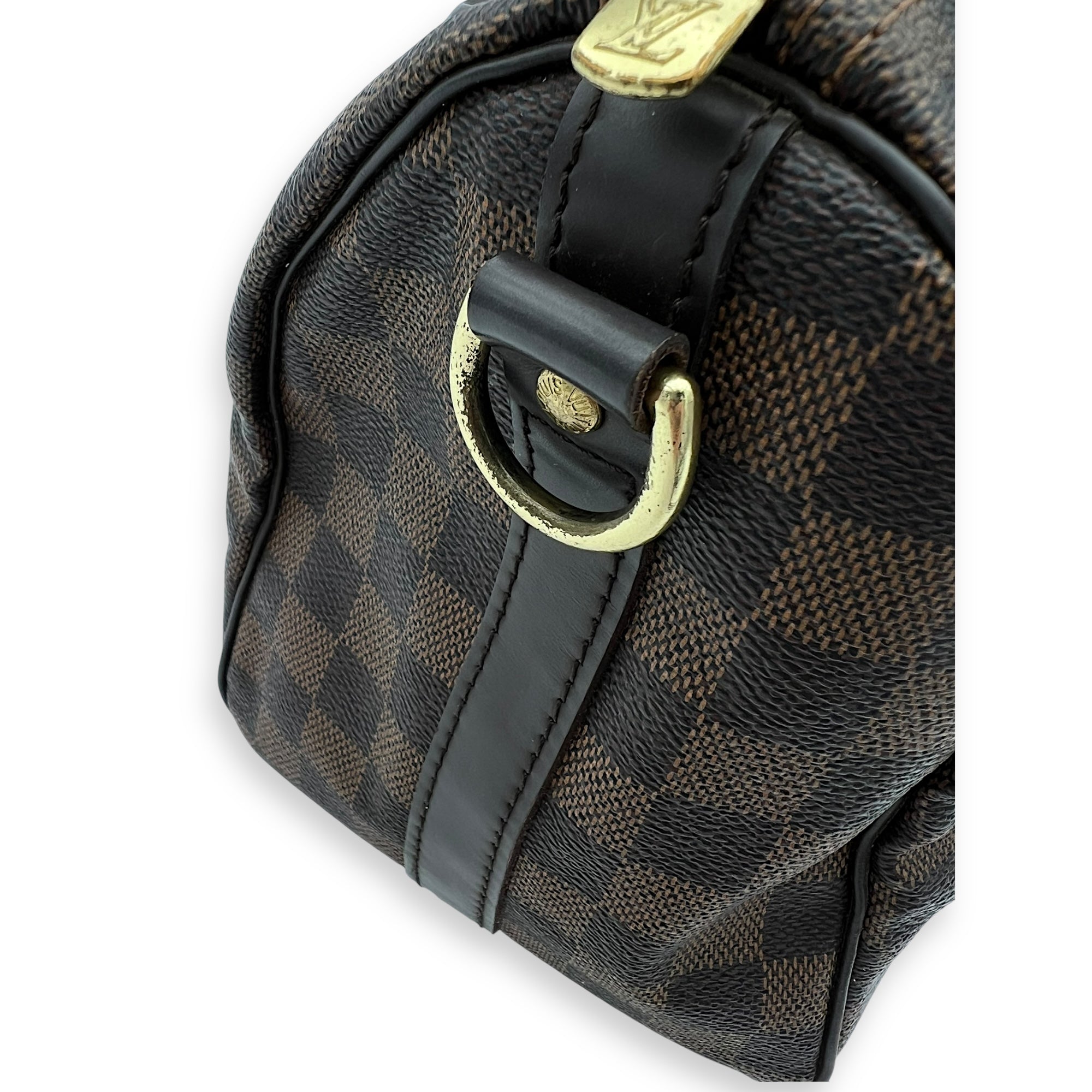 Speedy Bandouliere Top Handle Bag 25 Brown in Coated Canvas, Gold hardware - Image 12