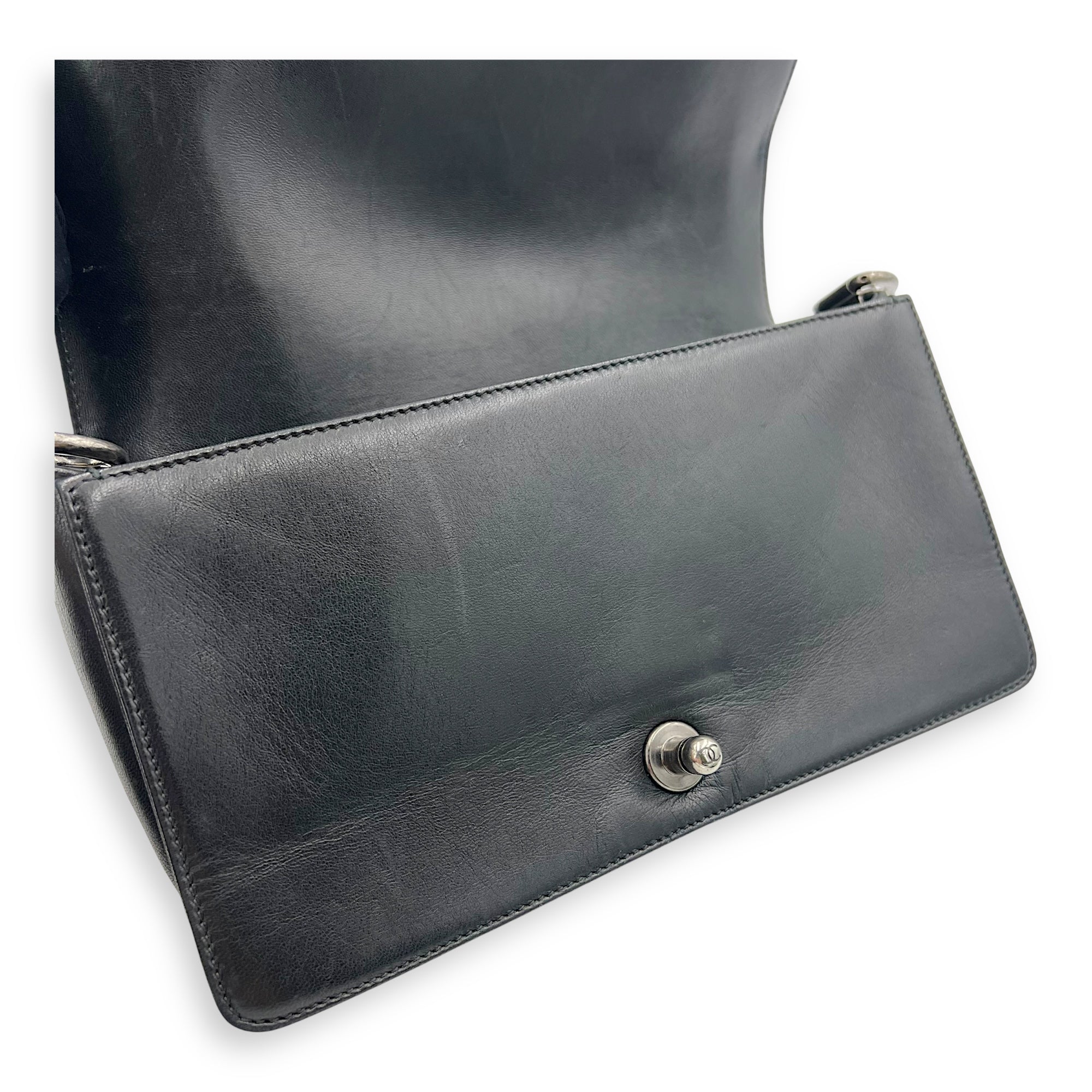 Boy Medium Black Shoulder Bag in Lambskin with Stingray Strap, Ruthenium hardware - Image 9