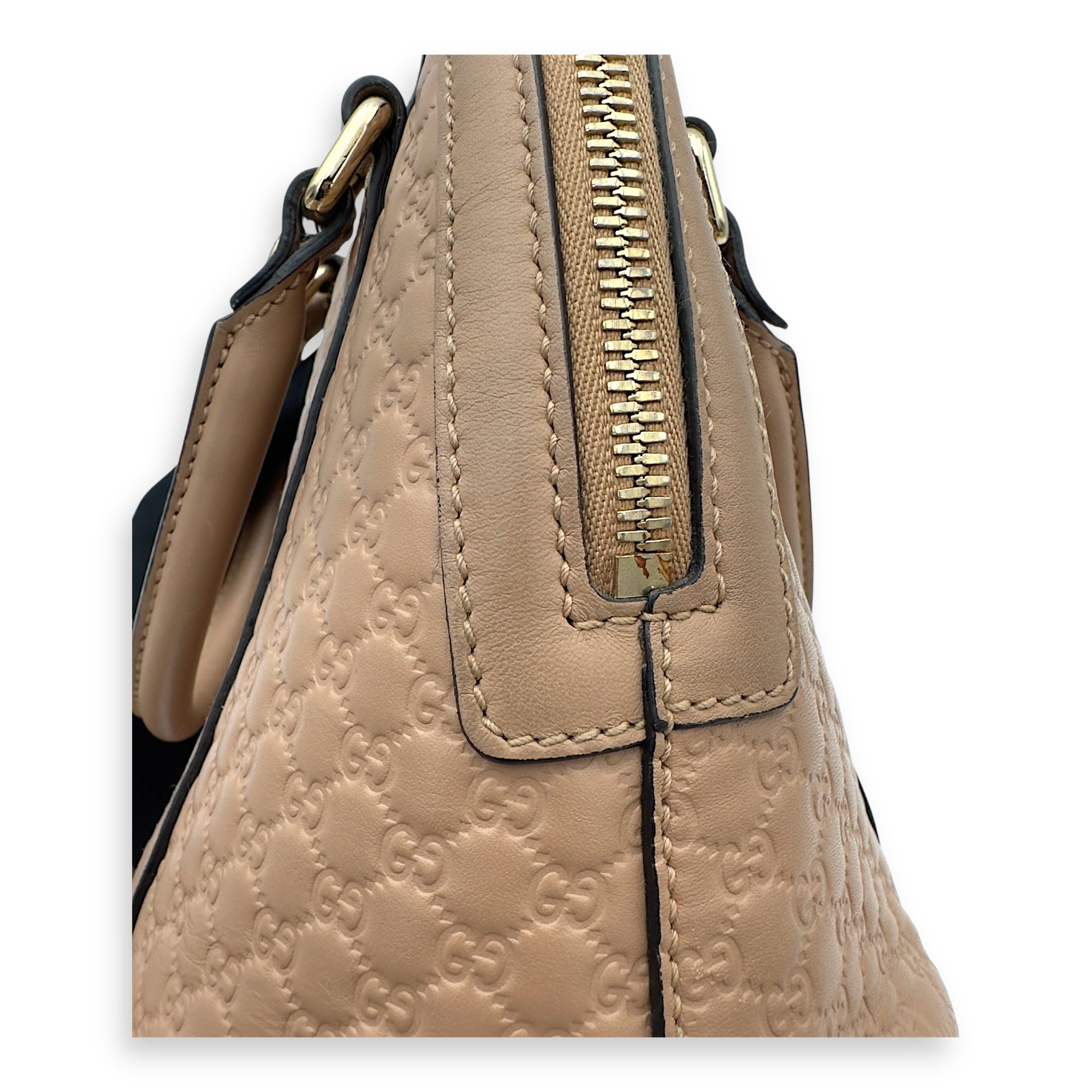 Dome Top Handle Bag Beige in Calfskin, Gold hardware - Image 8