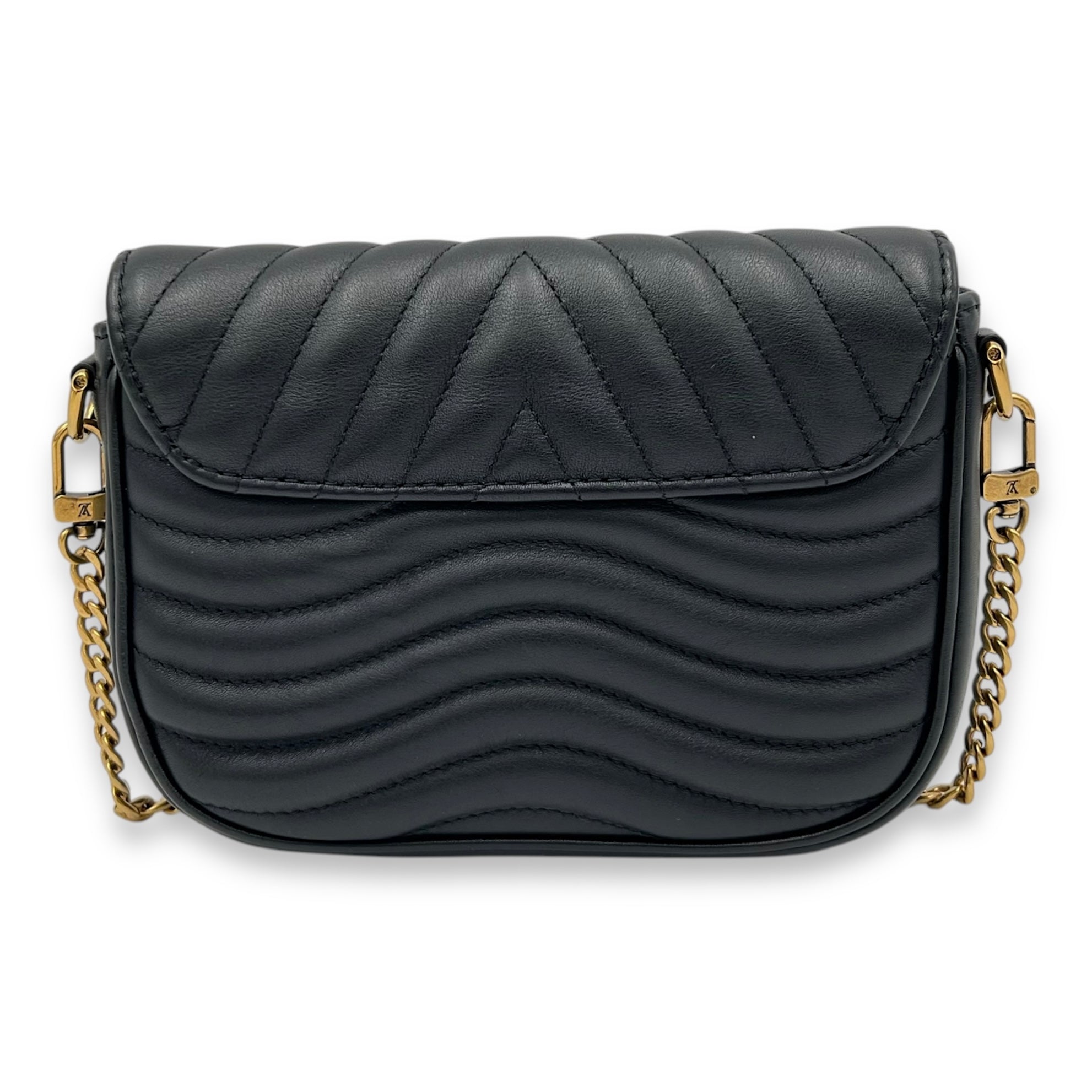 New Wave Crossbody Bag Black in Calfskin, Gold hardware - Image 3