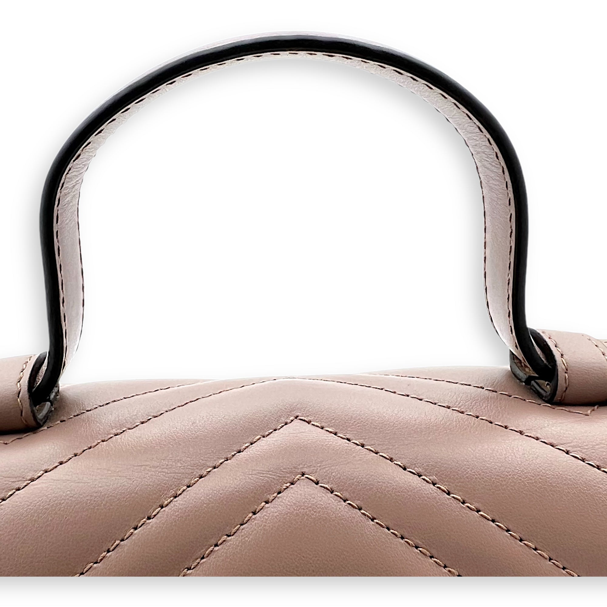 GG Marmont Top Handle Bag Beige in Calfskin, Gold hardware - Image 10