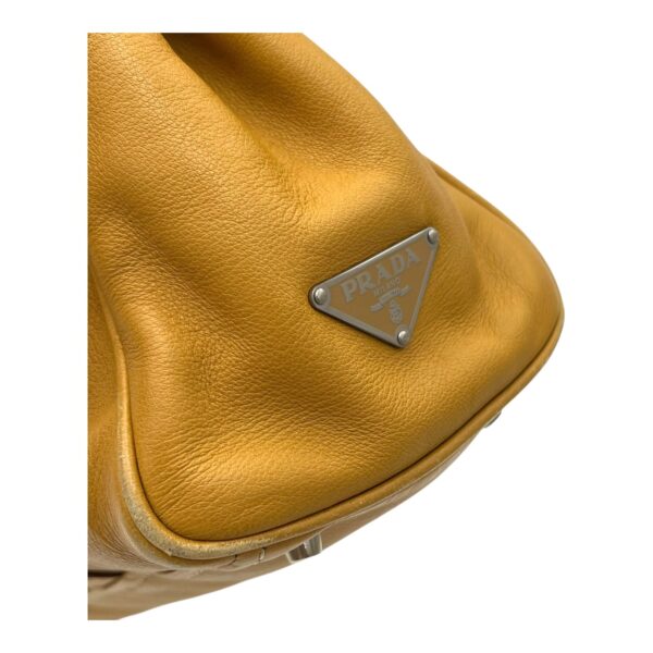 Buckle Yellow Shoulder Bag in Calfskin, Silver hardware - Image 10