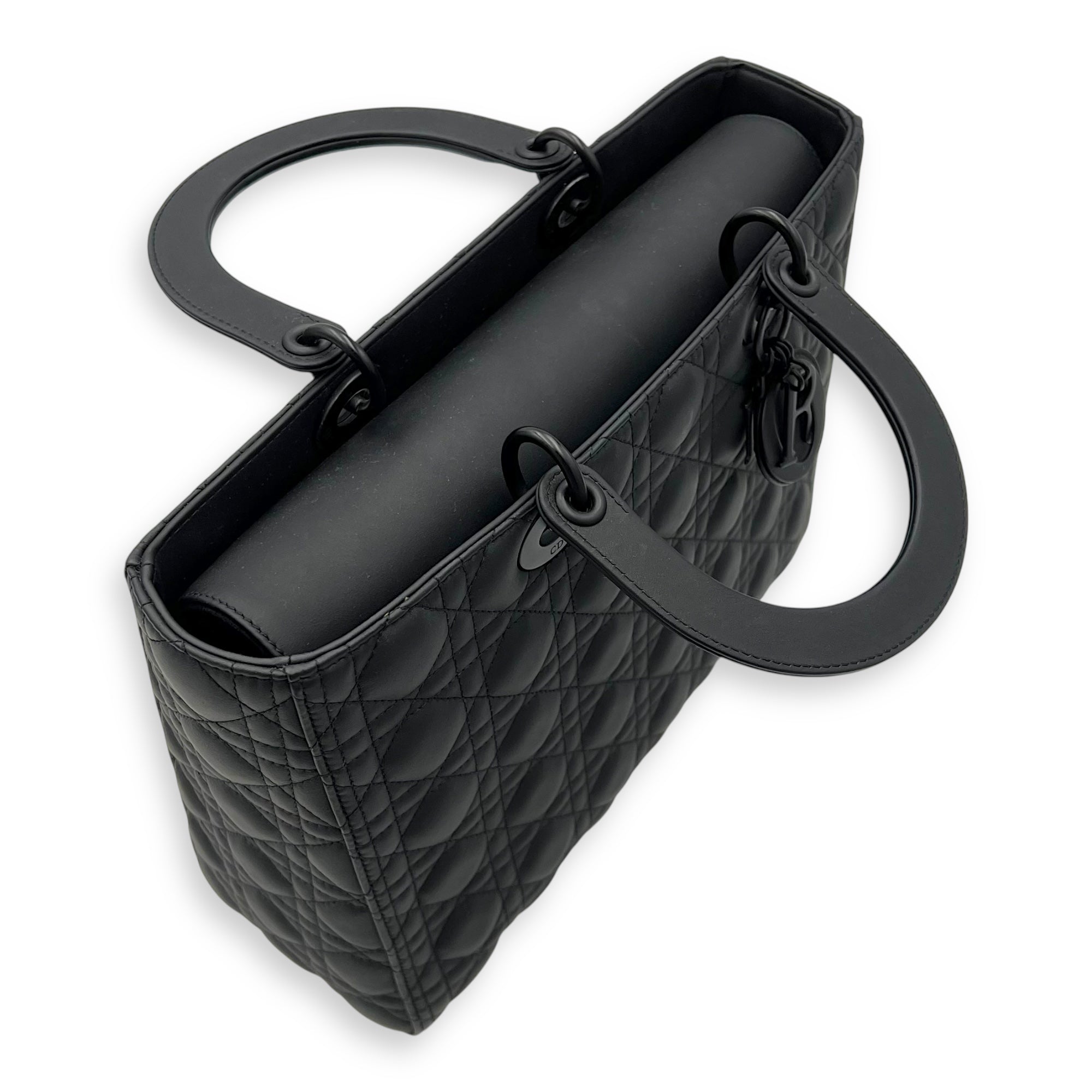 Lady Dior Top Handle Bag Large Ultramatte in Lambskin, Lacquered Metal hardware - Image 10