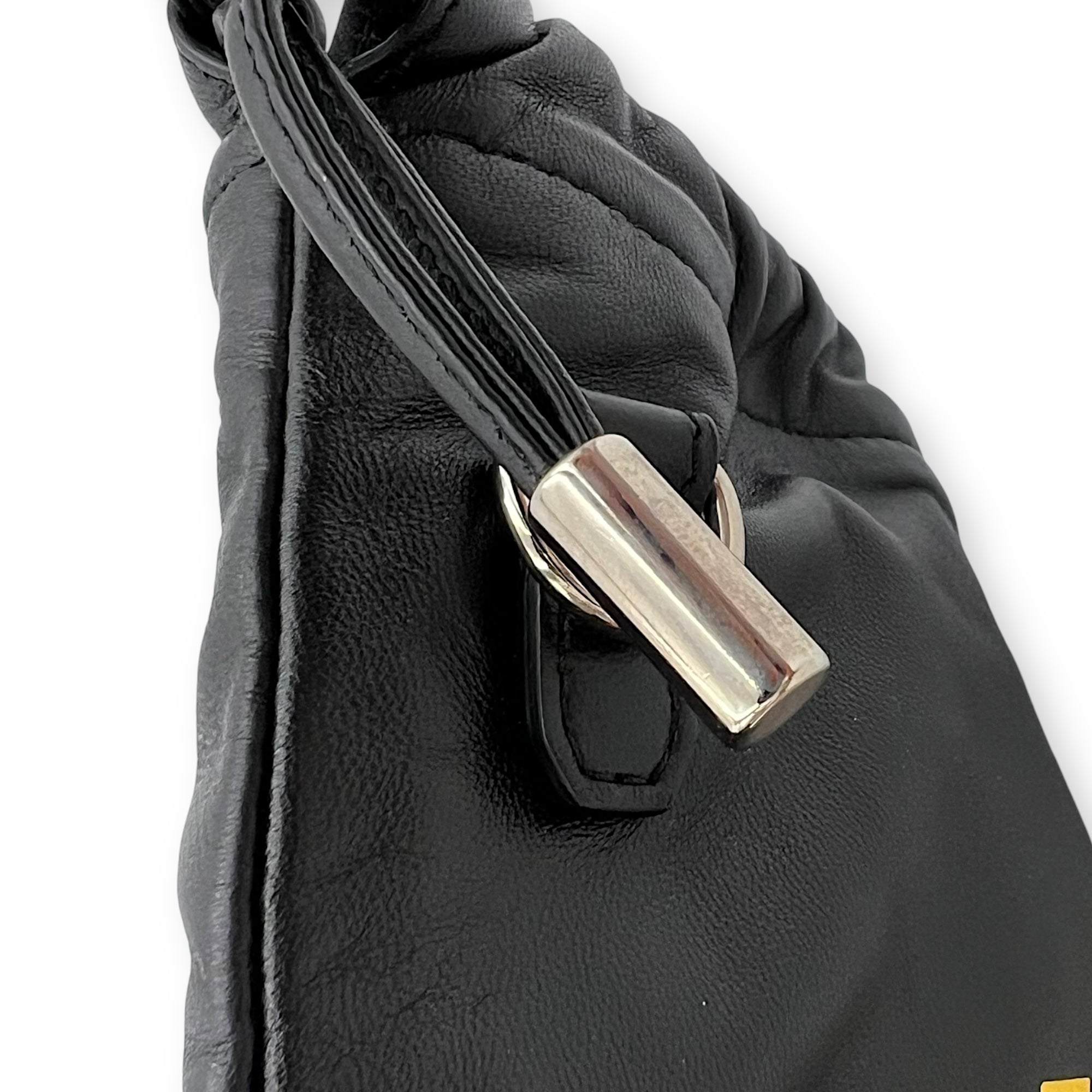 Logo Black Crossbody Bag in Calfskin, Silver hardware - Image 10