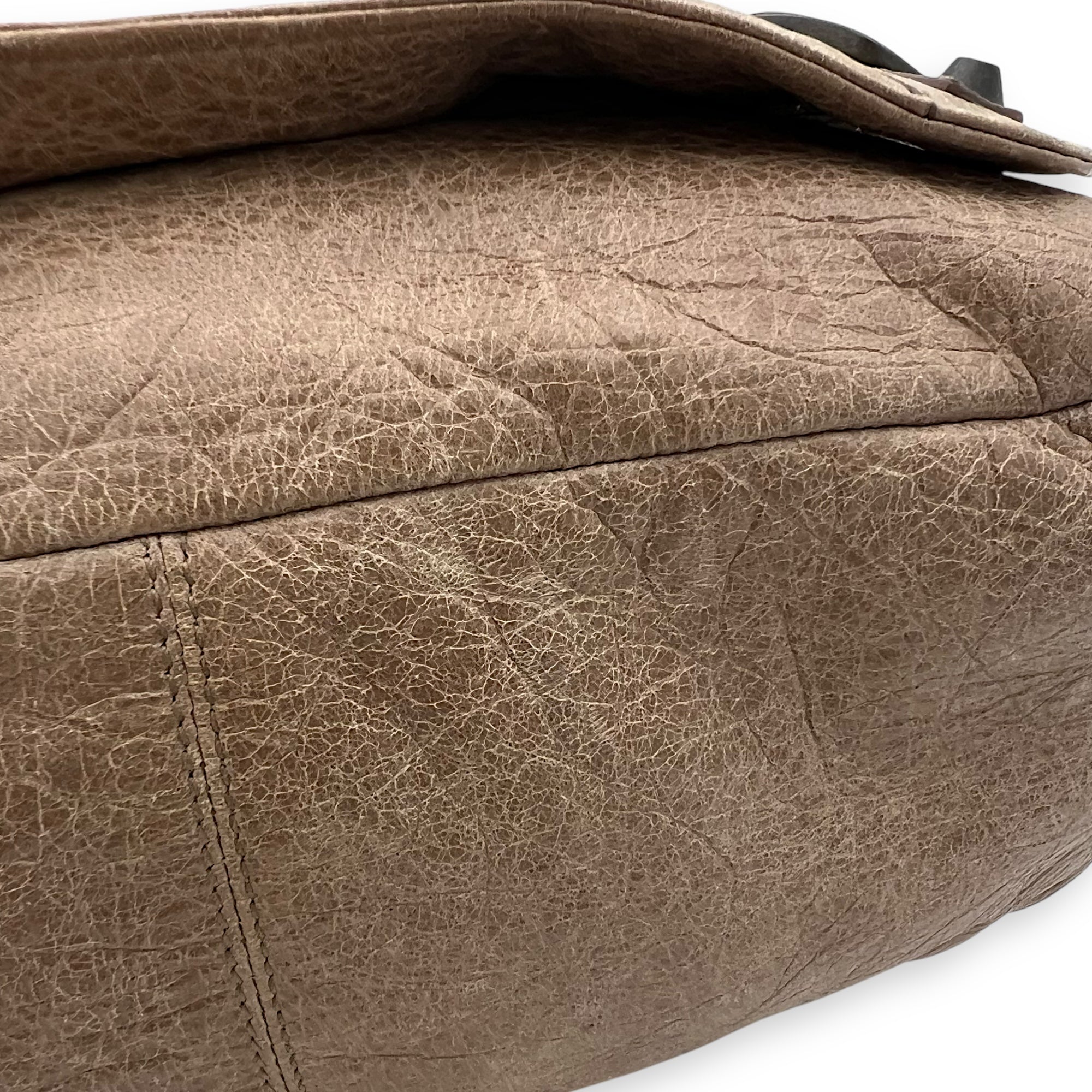 Folk Brown Crossbody Bag in Distressed Leather, Gunmetal hardware - Image 10