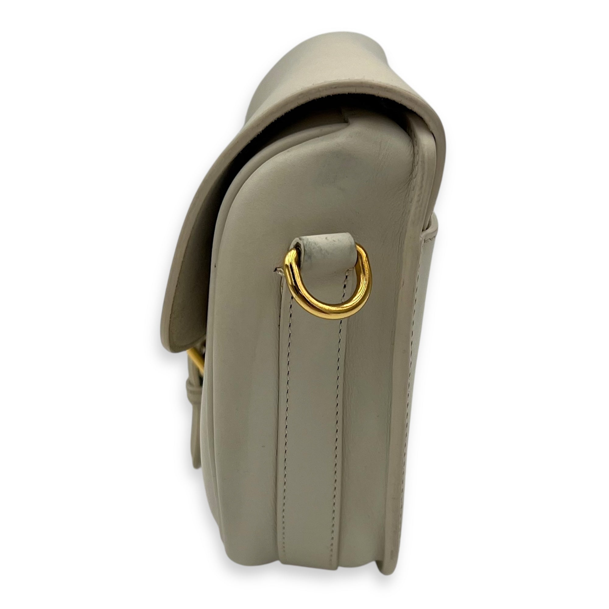 Bobby Medium White Crossbody Bag in Calfskin, Gold hardware - Image 4