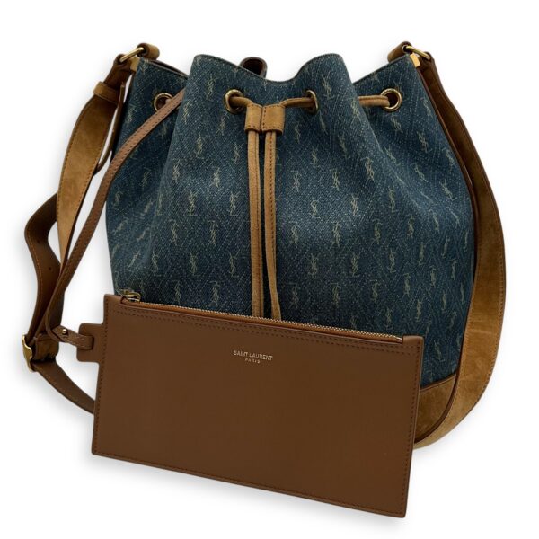 All Over Bucket Bag Blue in Denim, Gold hardware - Image 11