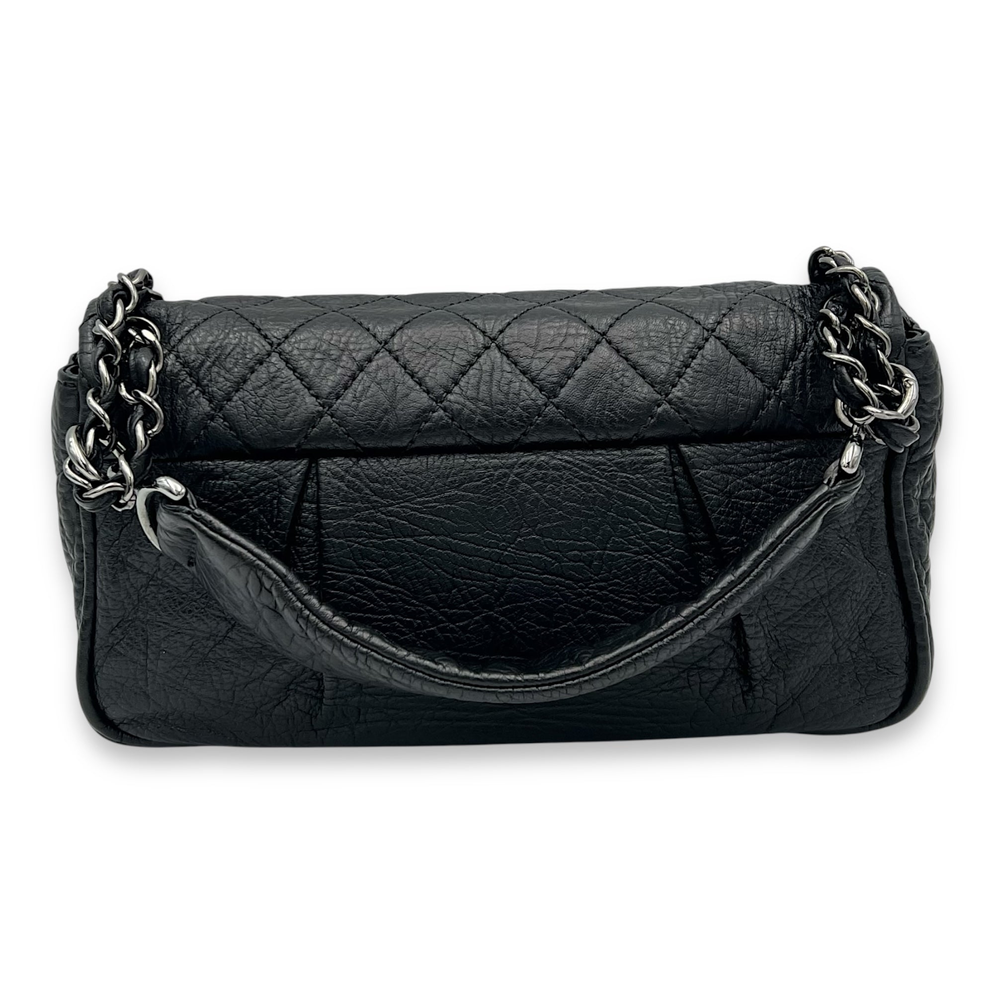 CC Flap bag Black Shoulder Bag in Calfskin, Silver hardware - Image 3
