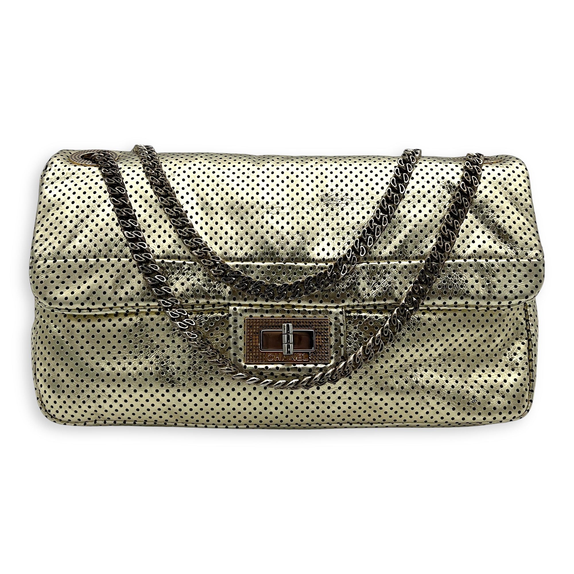 2.55 Gold Shoulder Bag in Perforated calfskin, Gold hardware - Image 11
