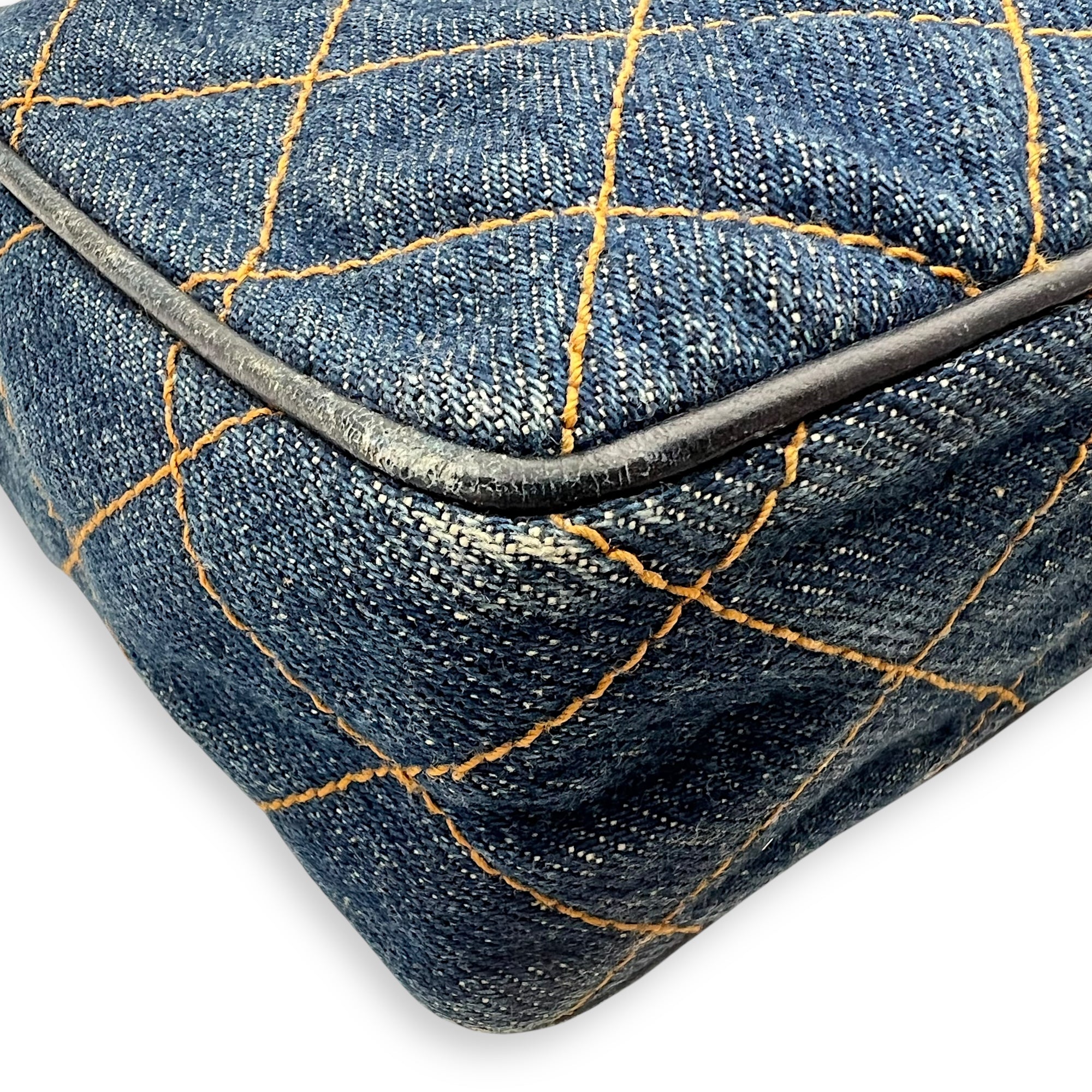 Denim CC Quilted Turnlock Crossbody Bag Blue in Denim, Gold hardware - Image 14