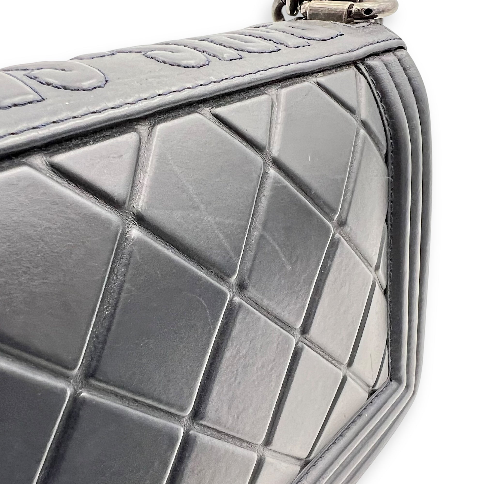 Boy Medium Blue Shoulder Bag in Lambskin, Ruthenium hardware - Image 10