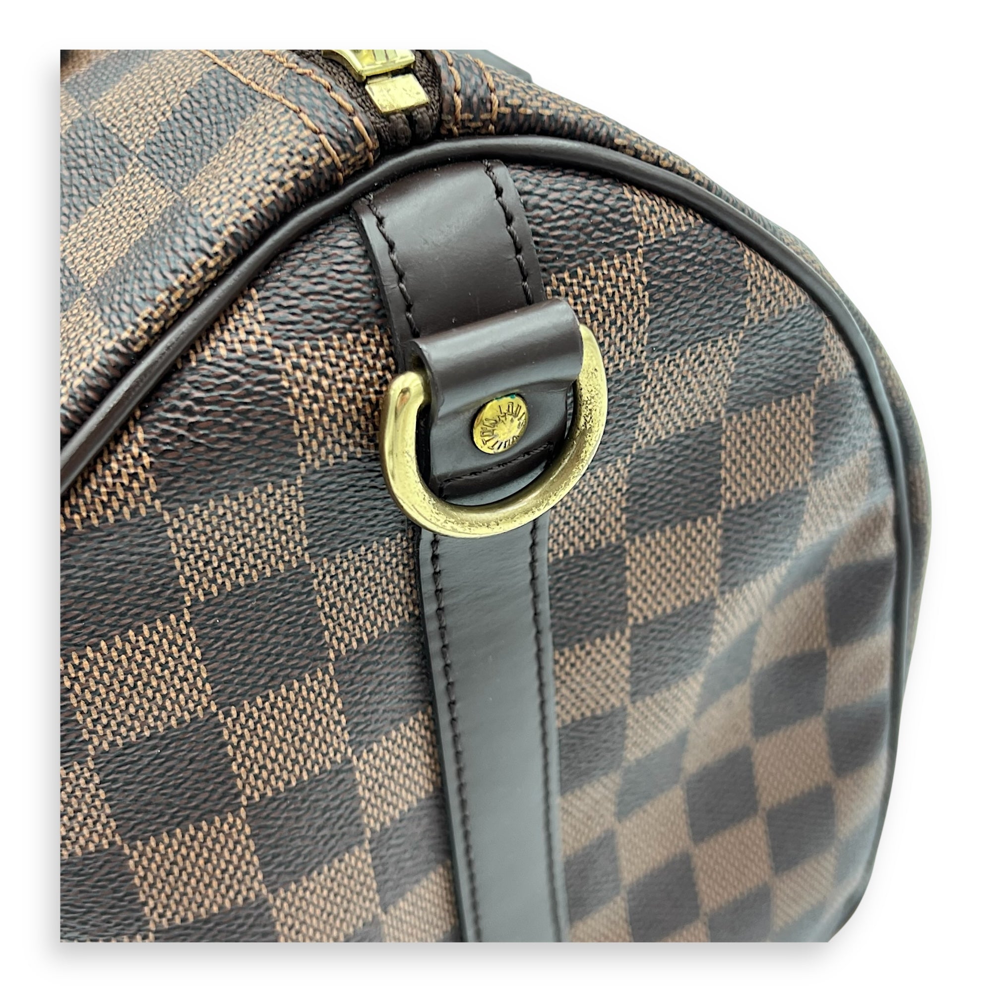 Speedy Bandouliere 35 Brown Top Handle Bag in Coated Canvas, Gold hardware - Image 12