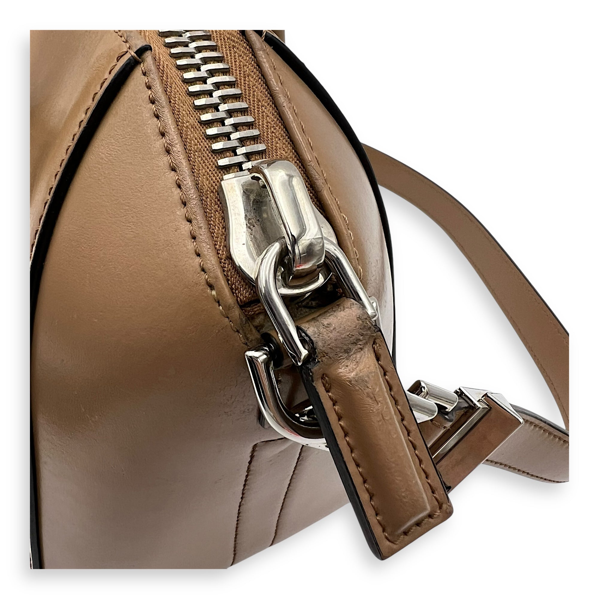 Antigona Beige Top Handle Bag in Calfskin, Silver hardware - Image 10