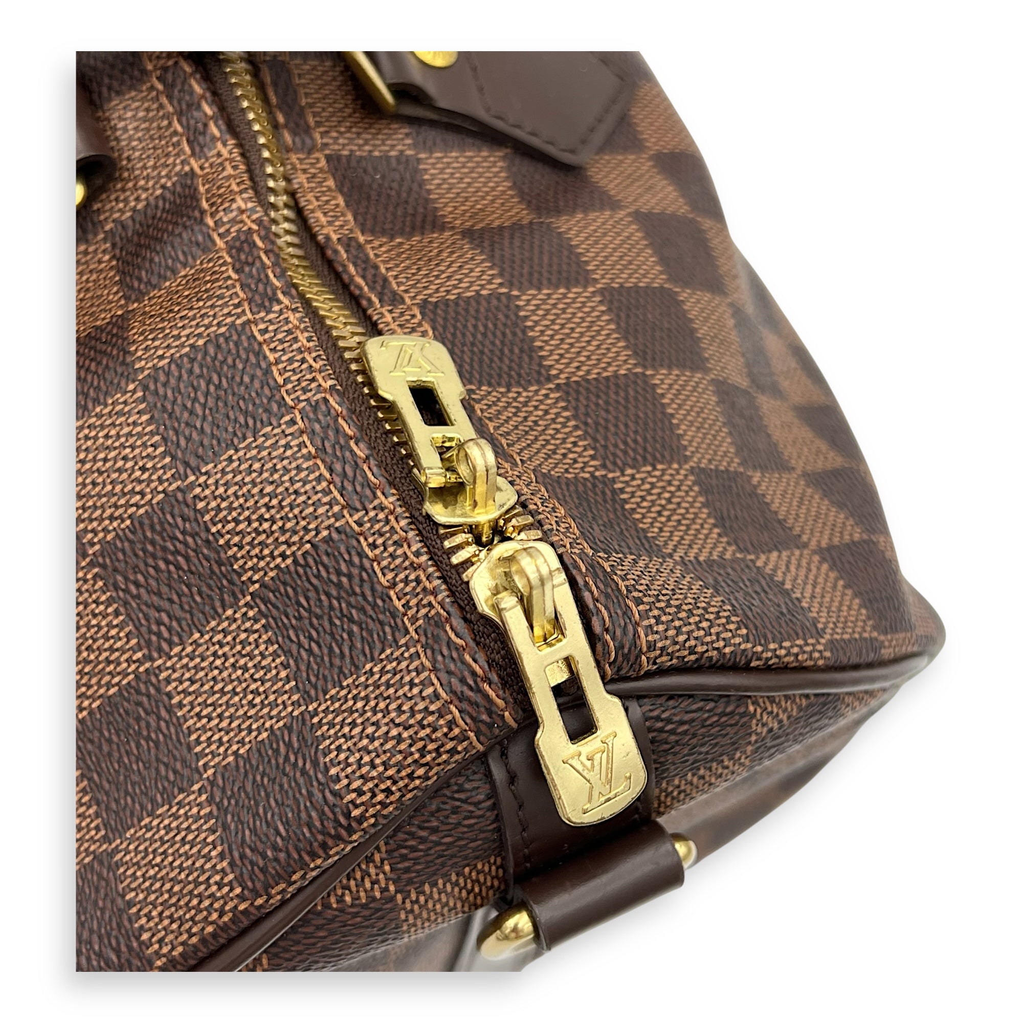 Speedy Bandouliere 35 Brown Top Handle Bag in Coated Canvas, Gold hardware - Image 9