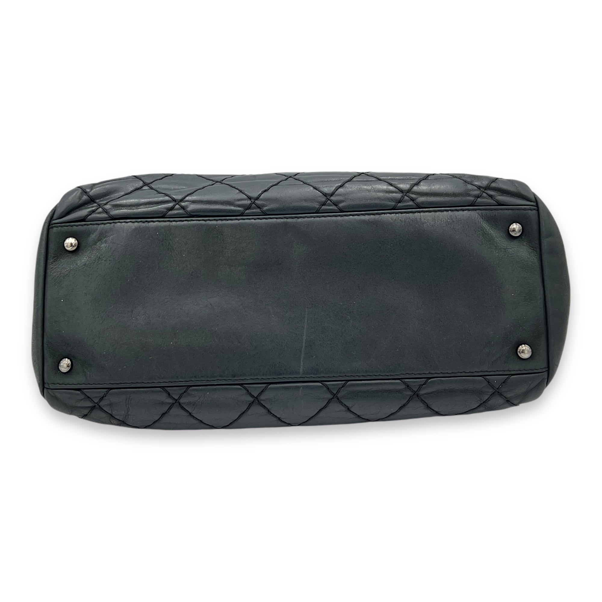 Mademoiselle Bowler Blue Shoulder Bag in Lambskin, Ruthenium hardware - Image 6