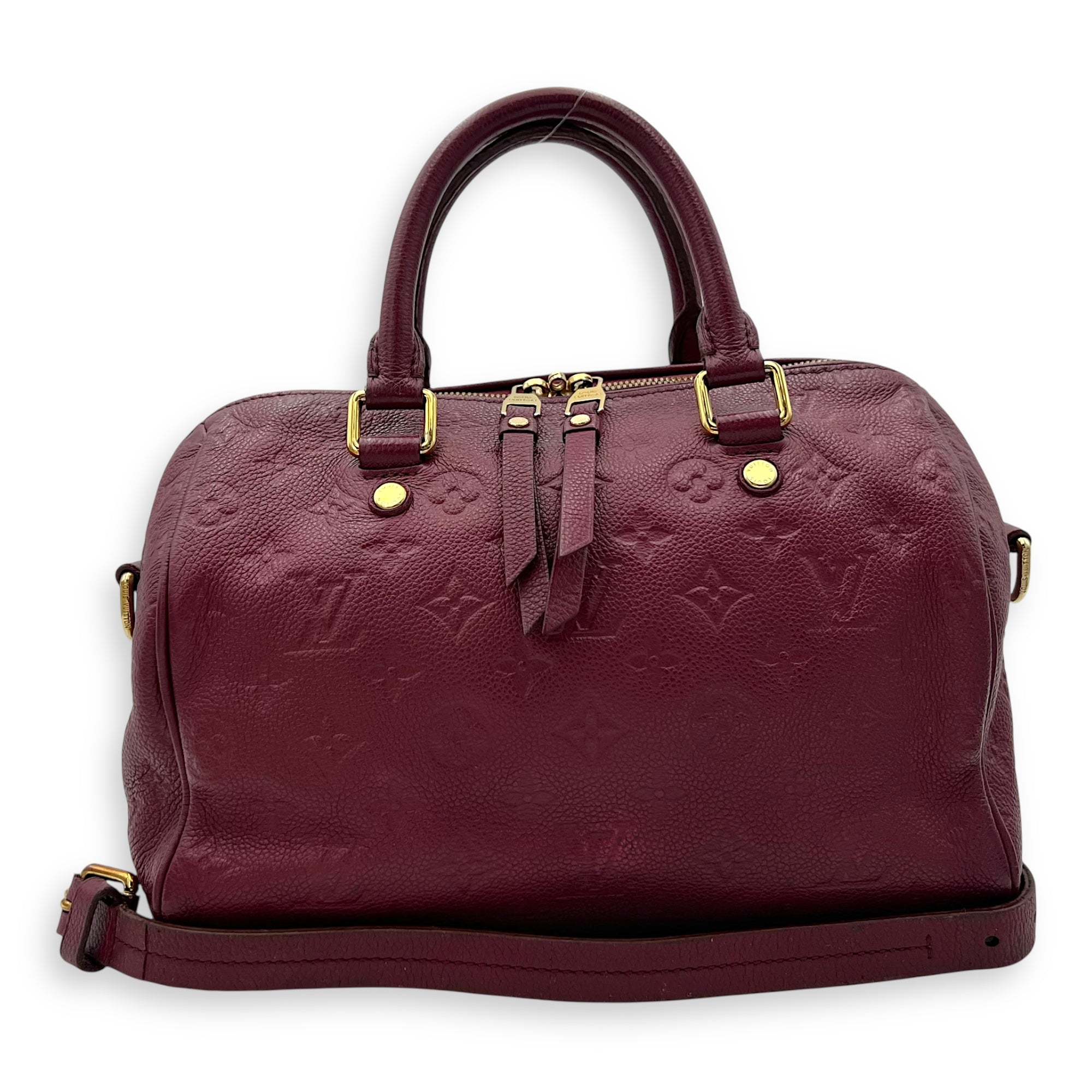 Speedy Bandouliere Top Handle Bag 25 Red in Empreinte Leather, Gold hardware - Image 13