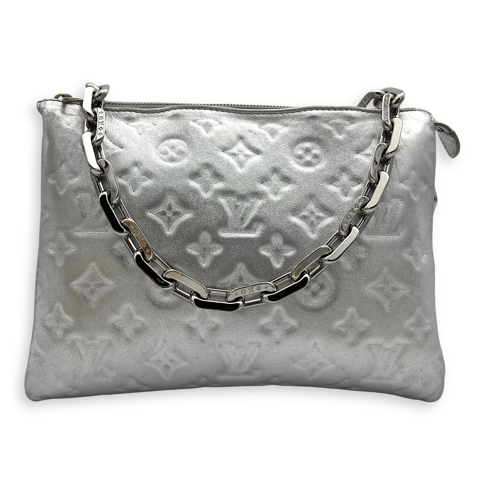 Coussin Shoulder Bag Silver in Lambskin, Silver hardware - Image 13