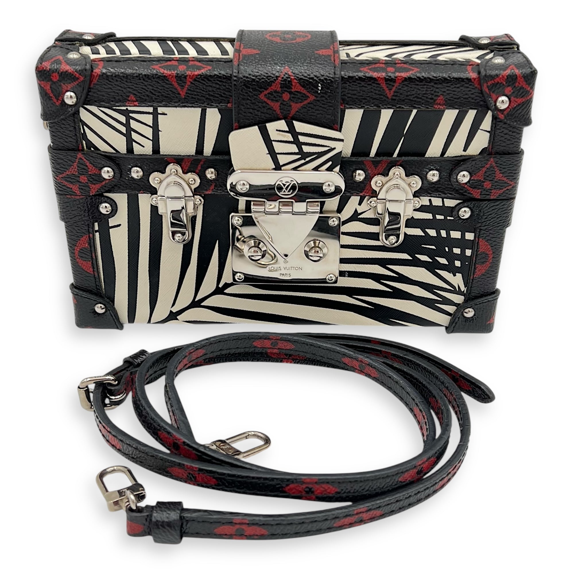 Trunk Shoulder Bag Palm Nour Cruise in Monogram Coated Canvas, Silver hardware - Image 12