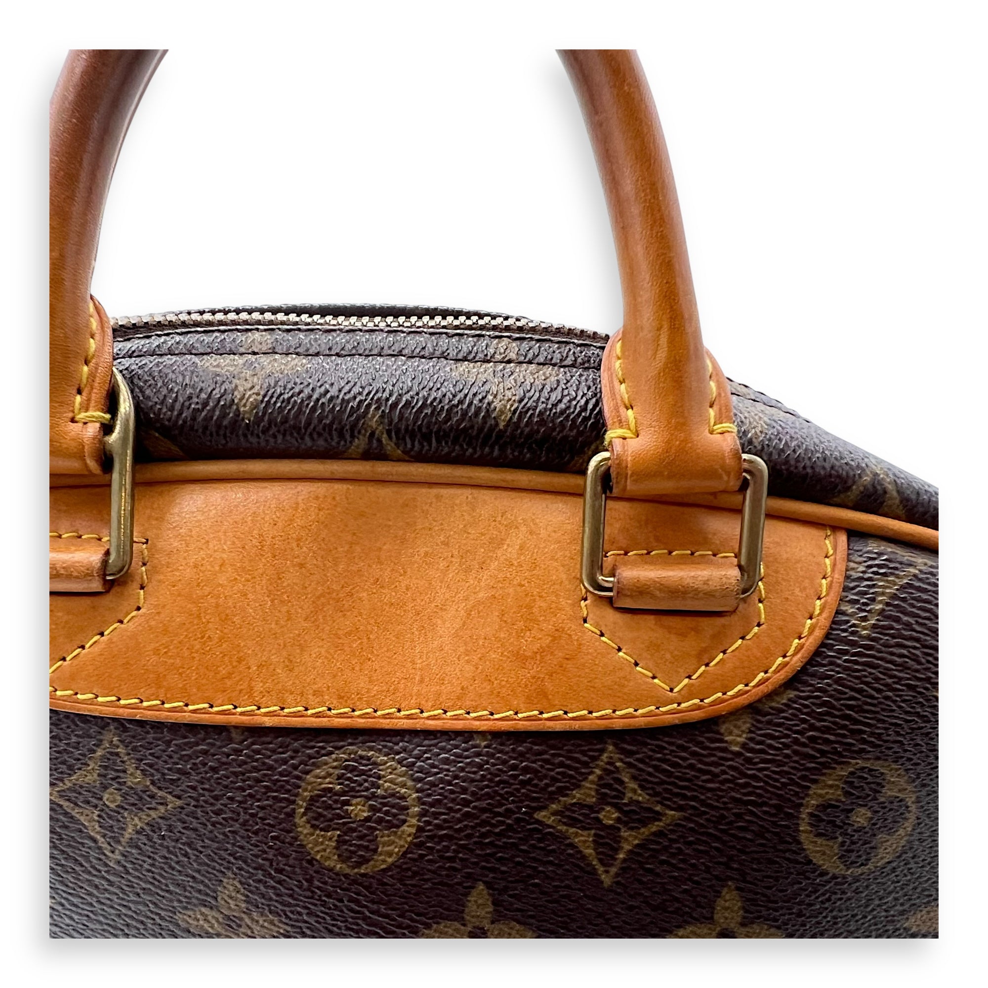 Trouville PM Brown Top Handle Bag in Monogram Coated Canvas, Gold hardware - Image 14